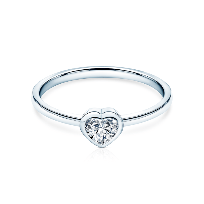 Pierścionek zaręczynowy Pure: białe złoto, diament w szlifie serce