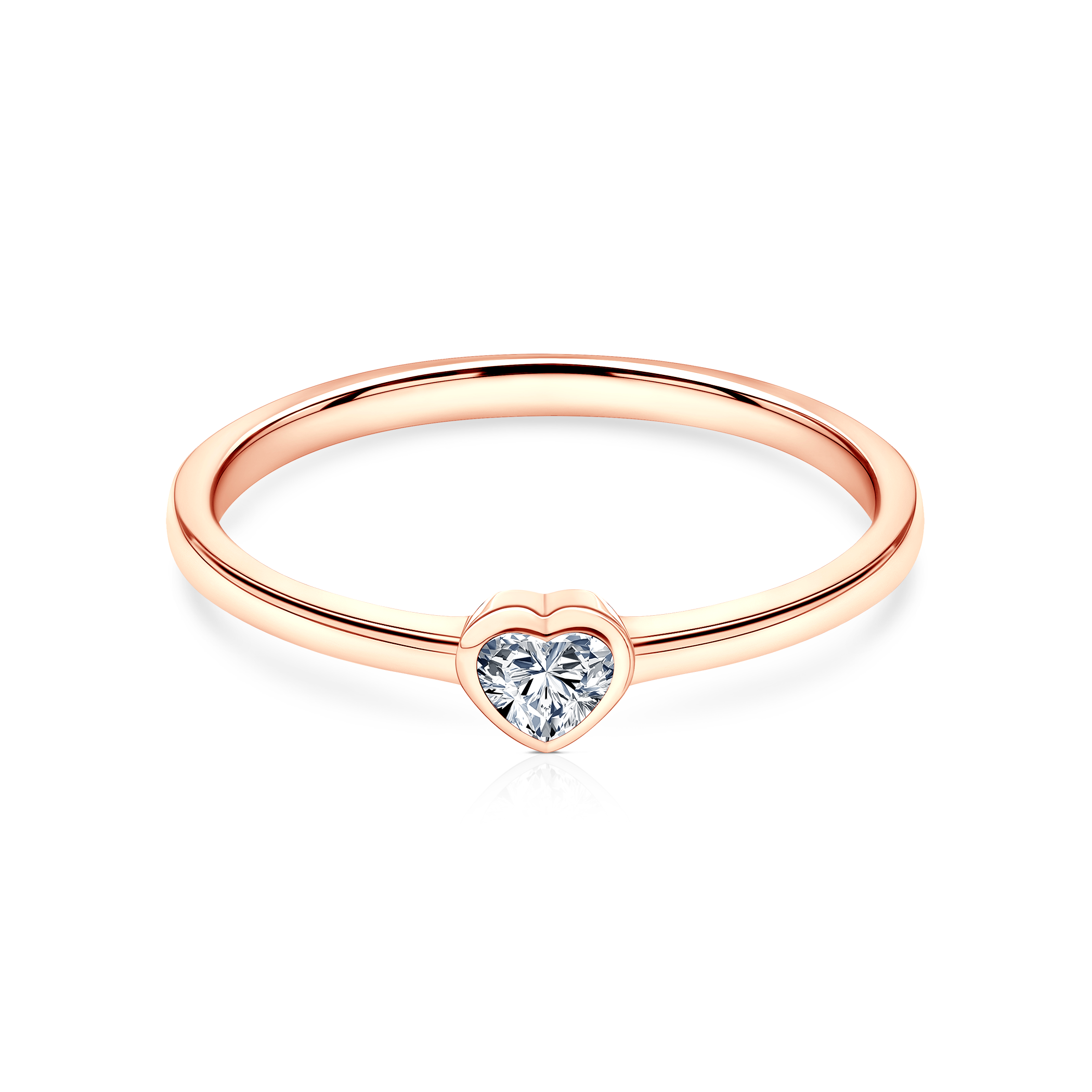 Pierścionek zaręczynowy Pure: różowe złoto, diament w szlifie serce