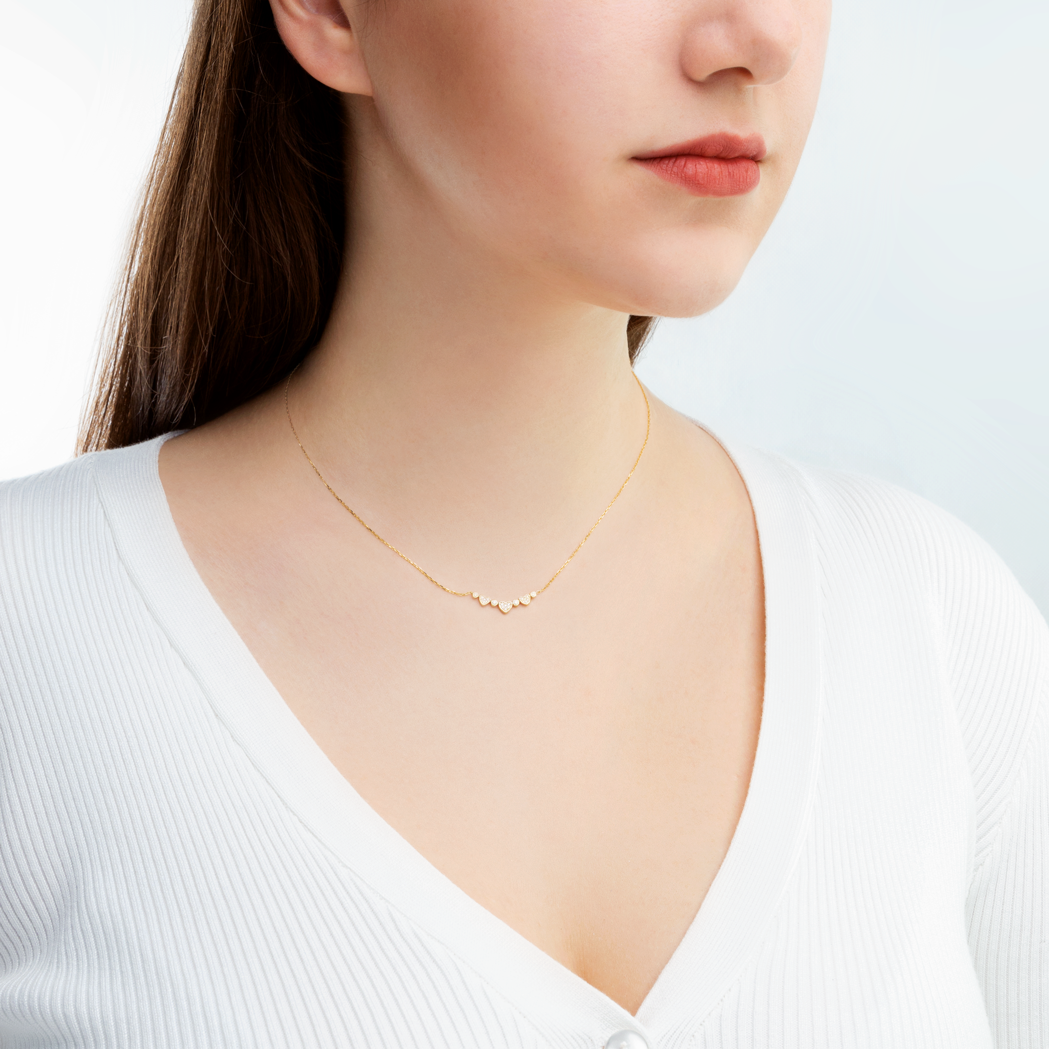 Halskette Savicki Herzen: Gold, Diamanten