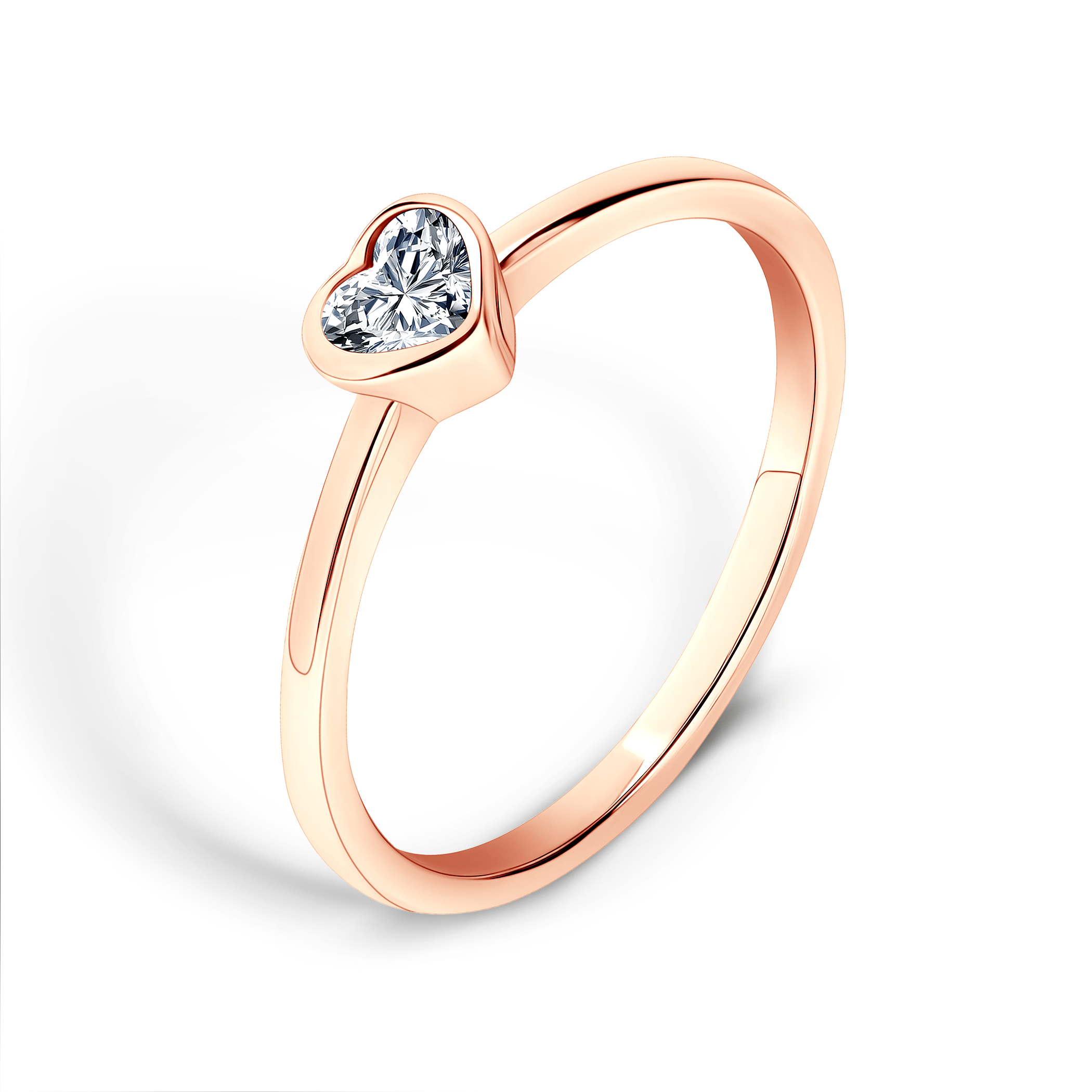 Pierścionek zaręczynowy Pure: różowe złoto, diament w szlifie serce