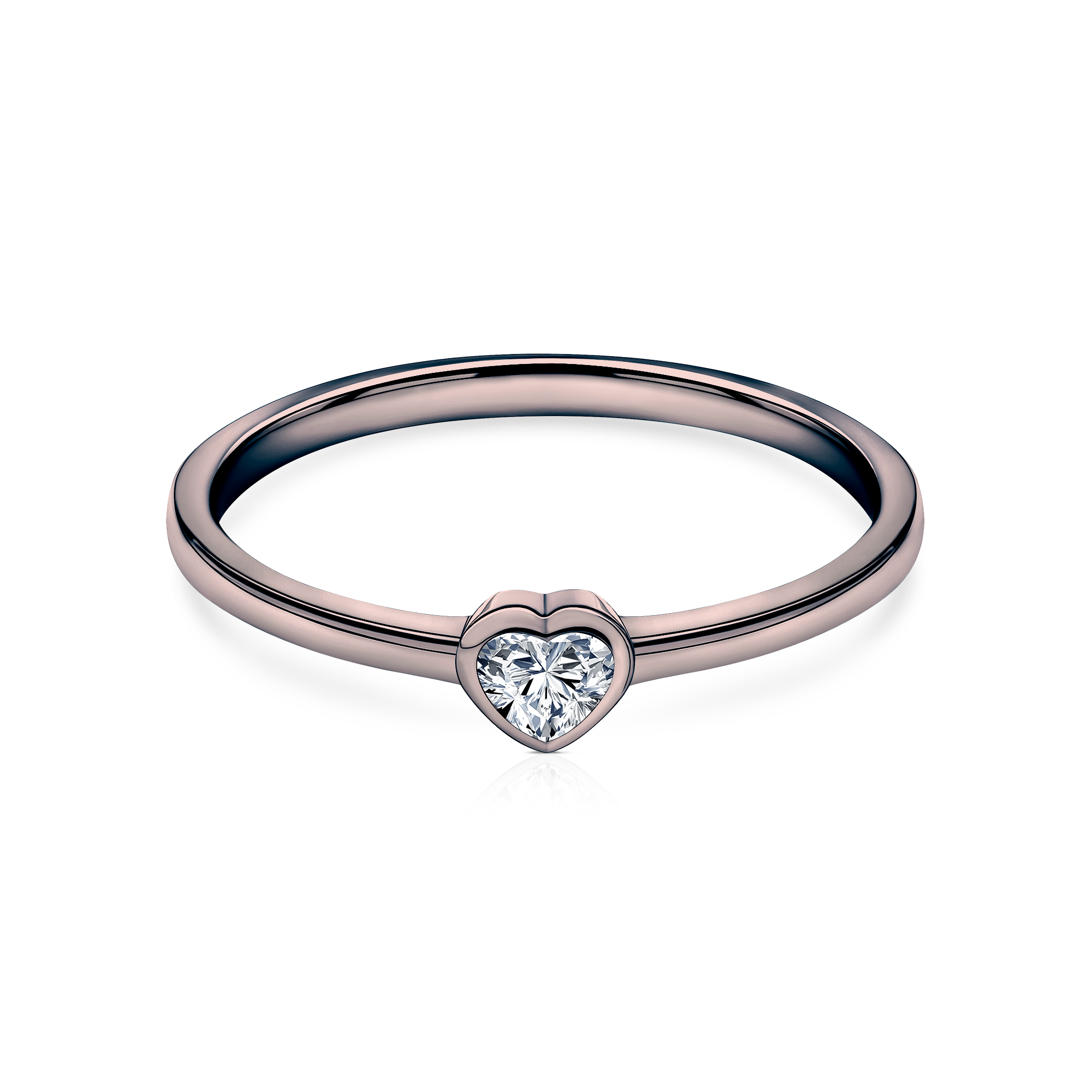 Pierścionek zaręczynowy Pure: czarne złoto, diament w szlifie serce