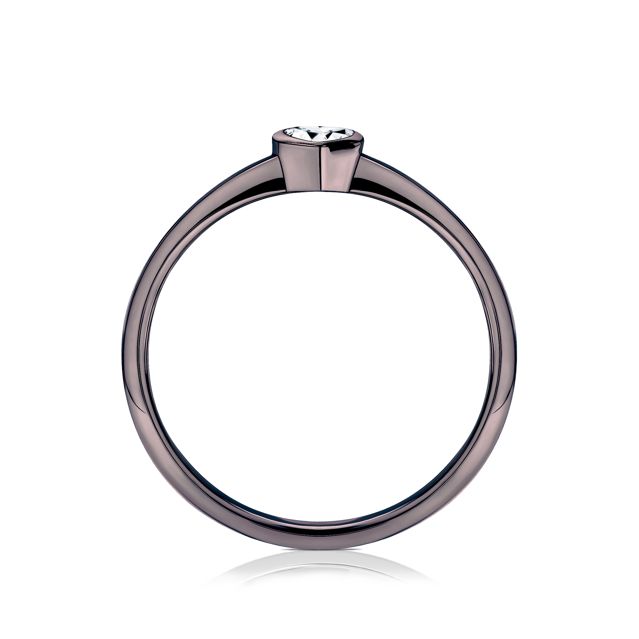 Pierścionek zaręczynowy Pure: czarne złoto, diament w szlifie serce - 3