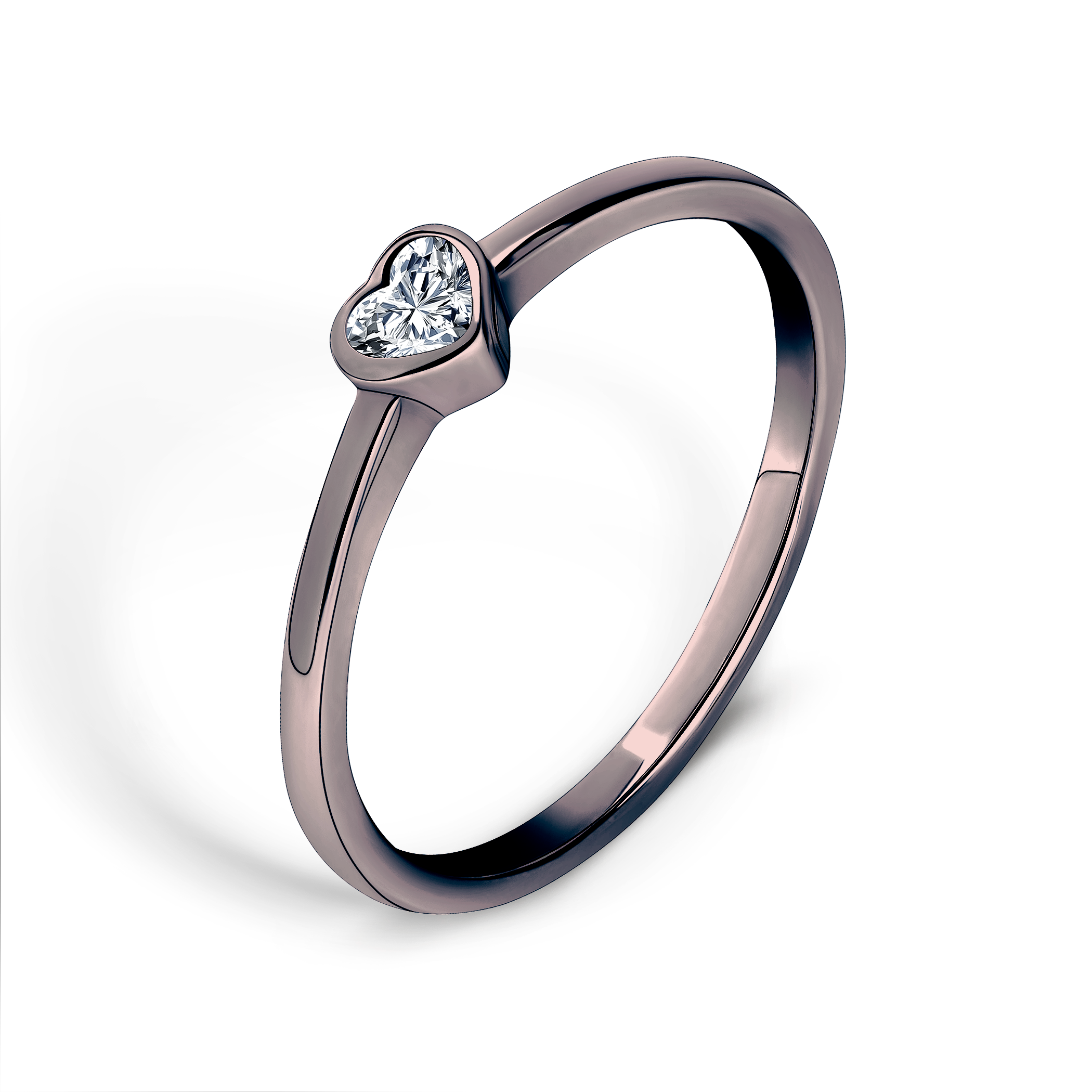 Pierścionek zaręczynowy Pure: czarne złoto, diament w szlifie serce - 4