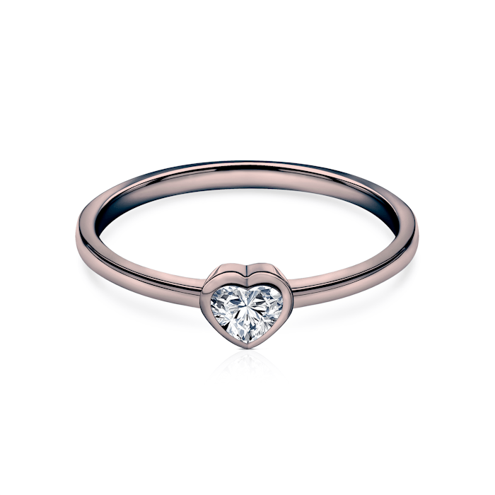 Pierścionek zaręczynowy Pure: czarne złoto, diament w szlifie serce