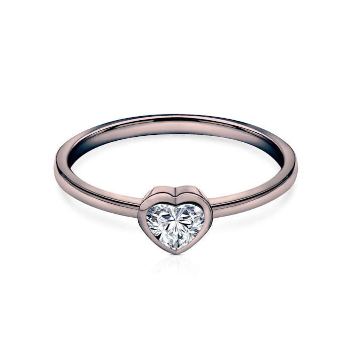 Pierścionek zaręczynowy Pure: czarne złoto, diament w szlifie serce