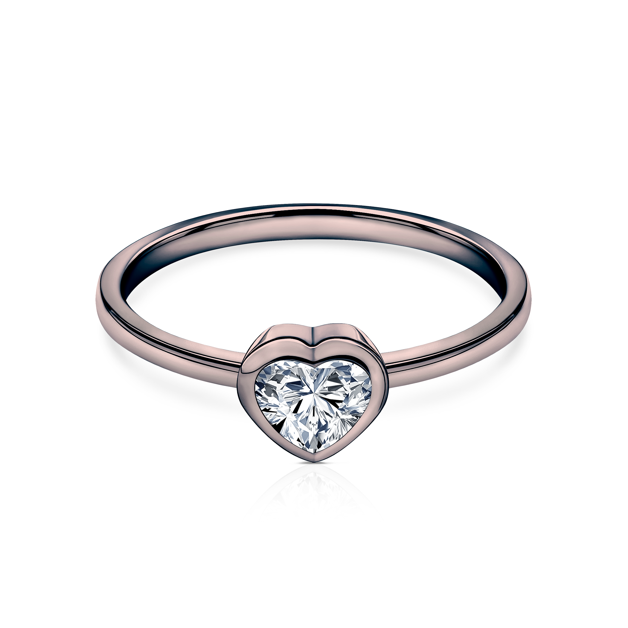 Pierścionek zaręczynowy Pure: czarne złoto, diament w szlifie serce