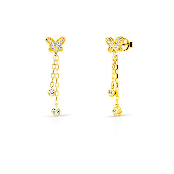 Kolczyki motyle Savicki: złote, diamenty