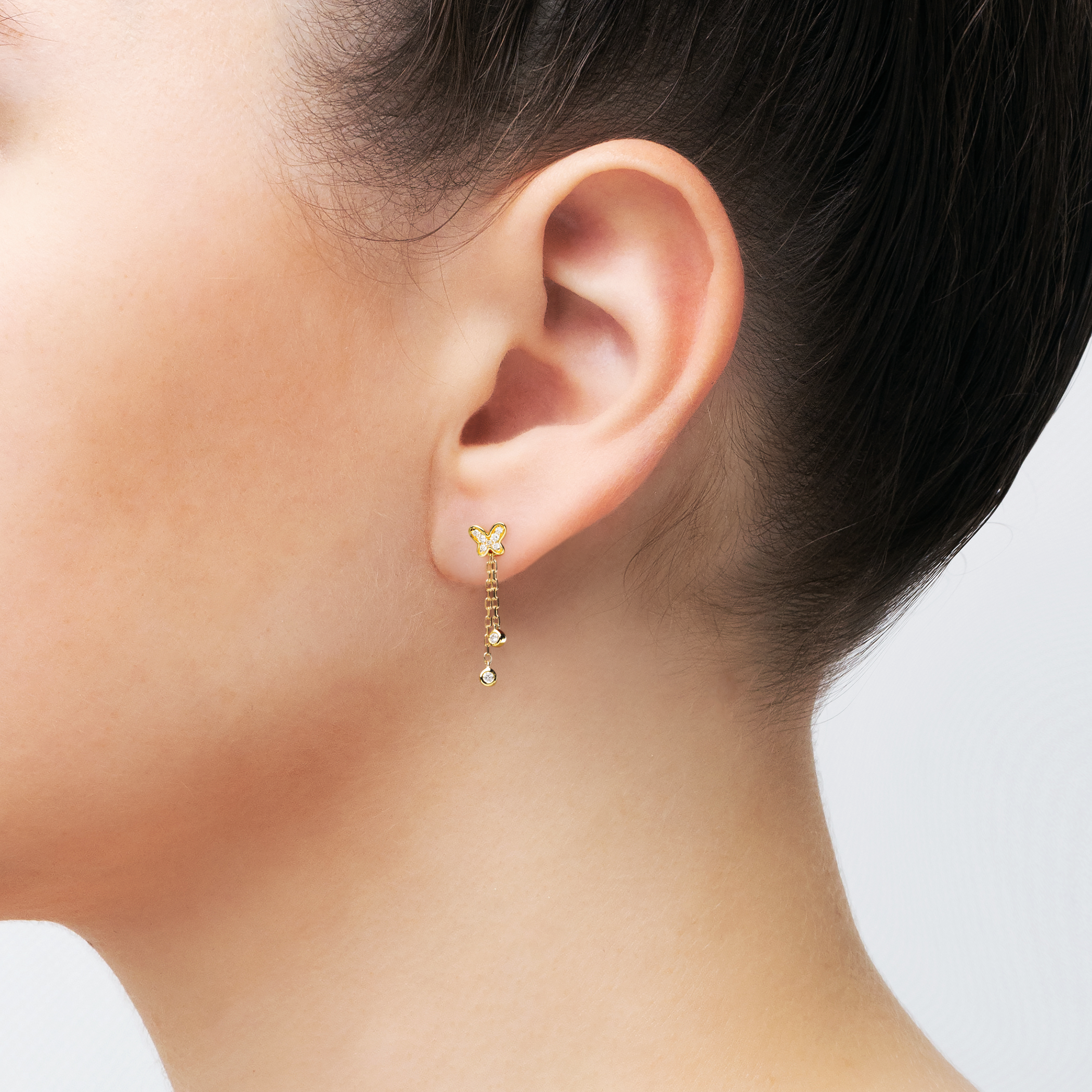 Kolczyki motyle Savicki: złote, diamenty - 3