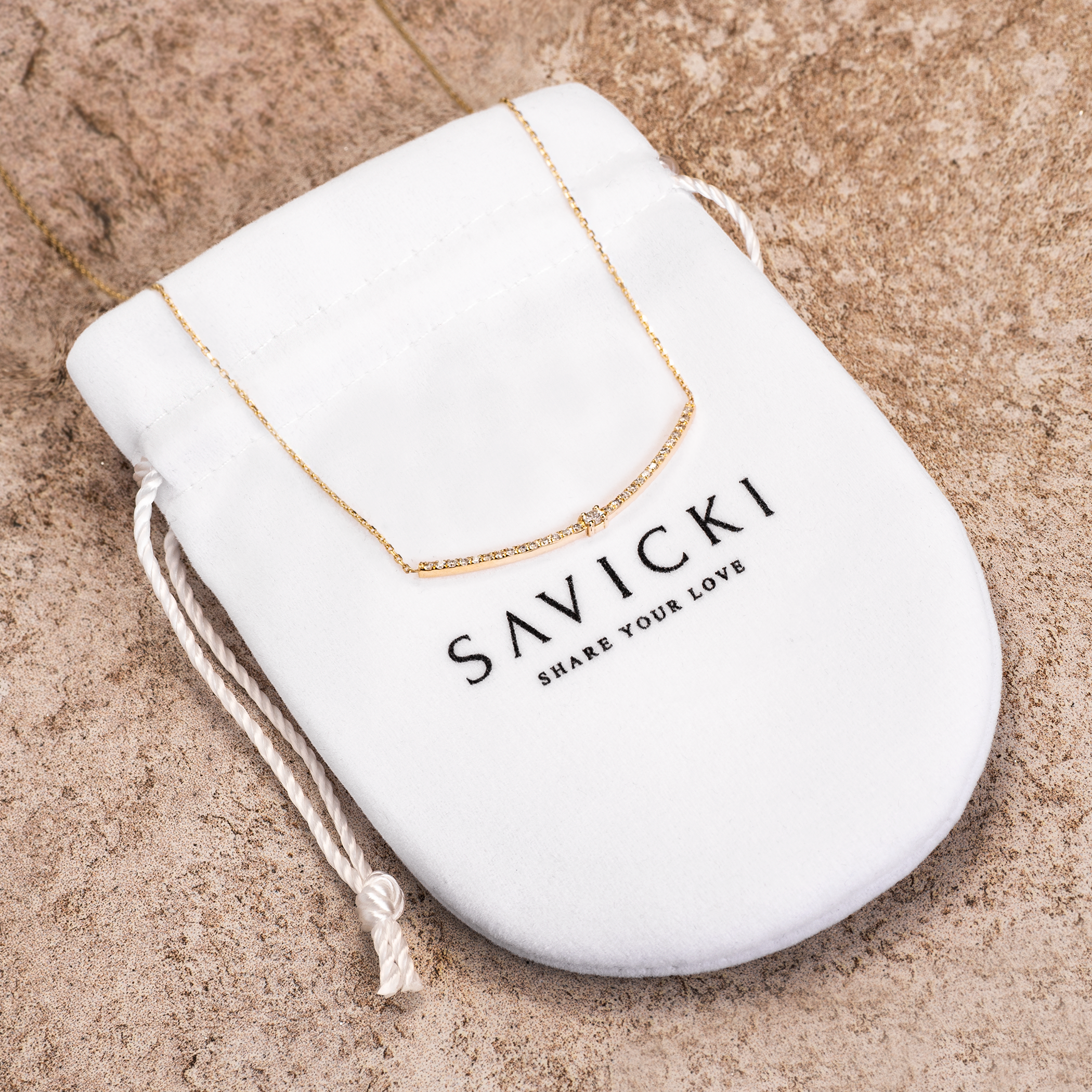 Naszyjnik złoty 585 z białymi diamentami 42 cm - 3