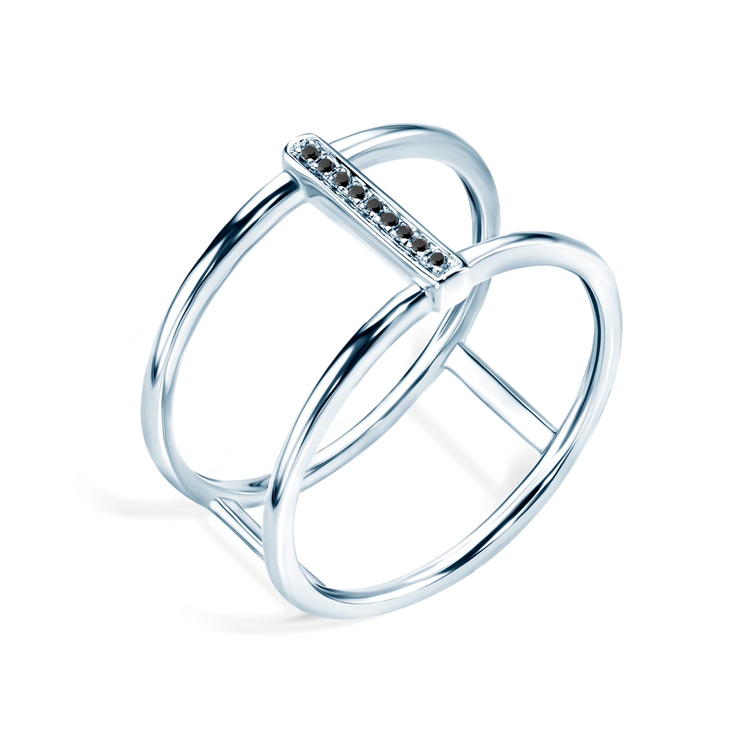 Pierścionek SAVICKI: białe złoto, czarne diamenty