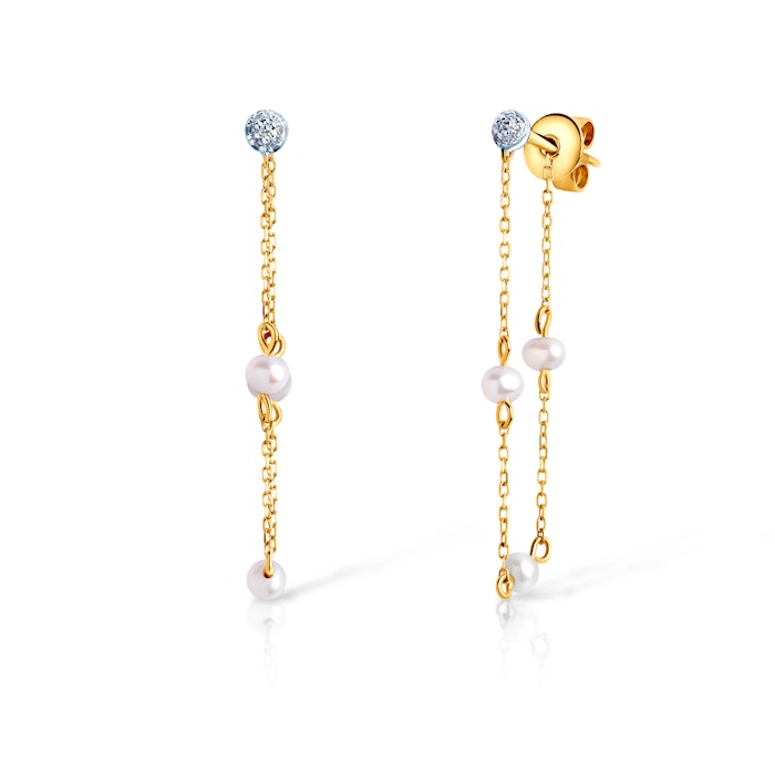 Kolczyki Savicki: dwukolorowe złoto, perły, diamenty