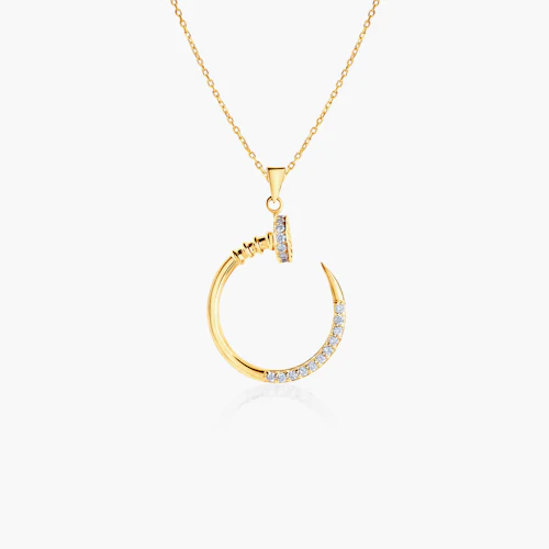Naszyjnik złoty 585 z białymi diamentami 0.28ct 44 cm
