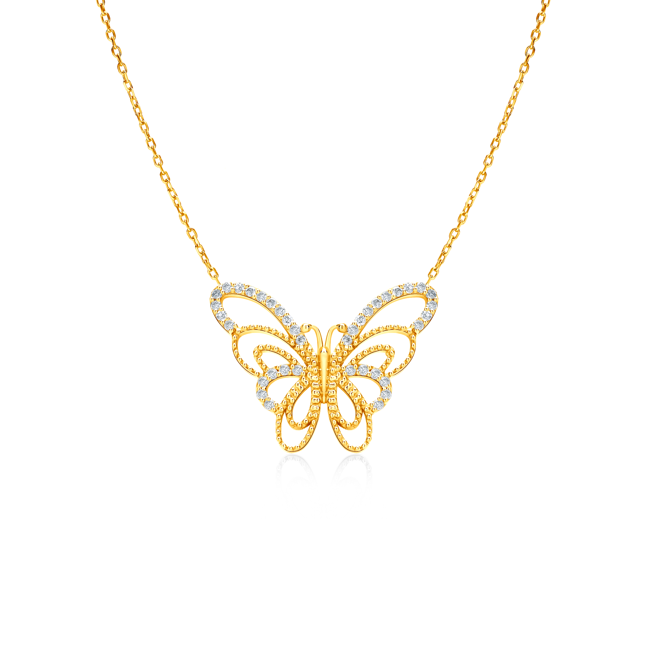 Savicki butterfly necklace: gold, diamonds