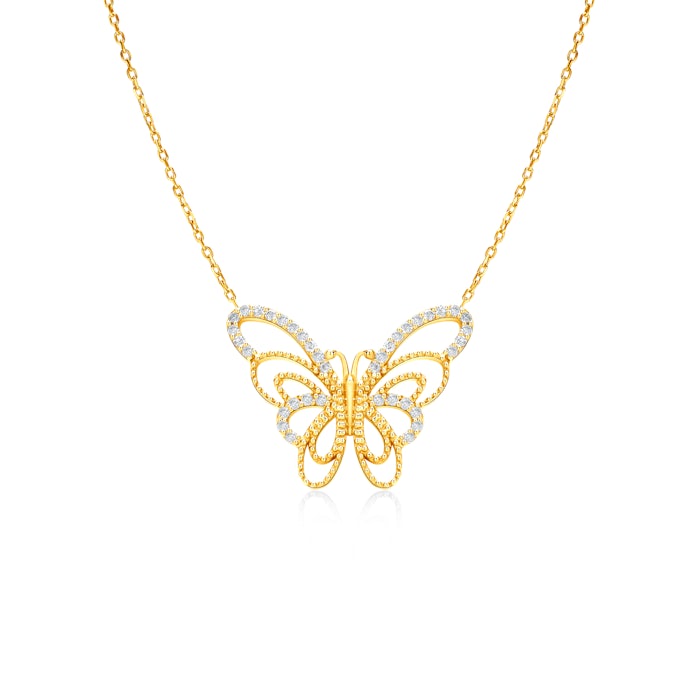 Naszyjnik motyl Savicki: złoty, diamenty