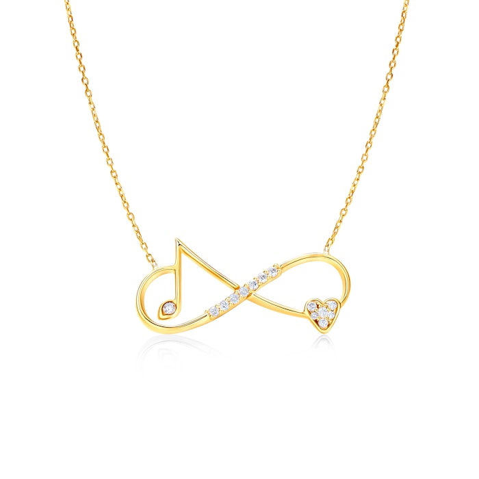 Naszyjnik nieskończoność, serce, nutka Savicki: złoty, diamenty