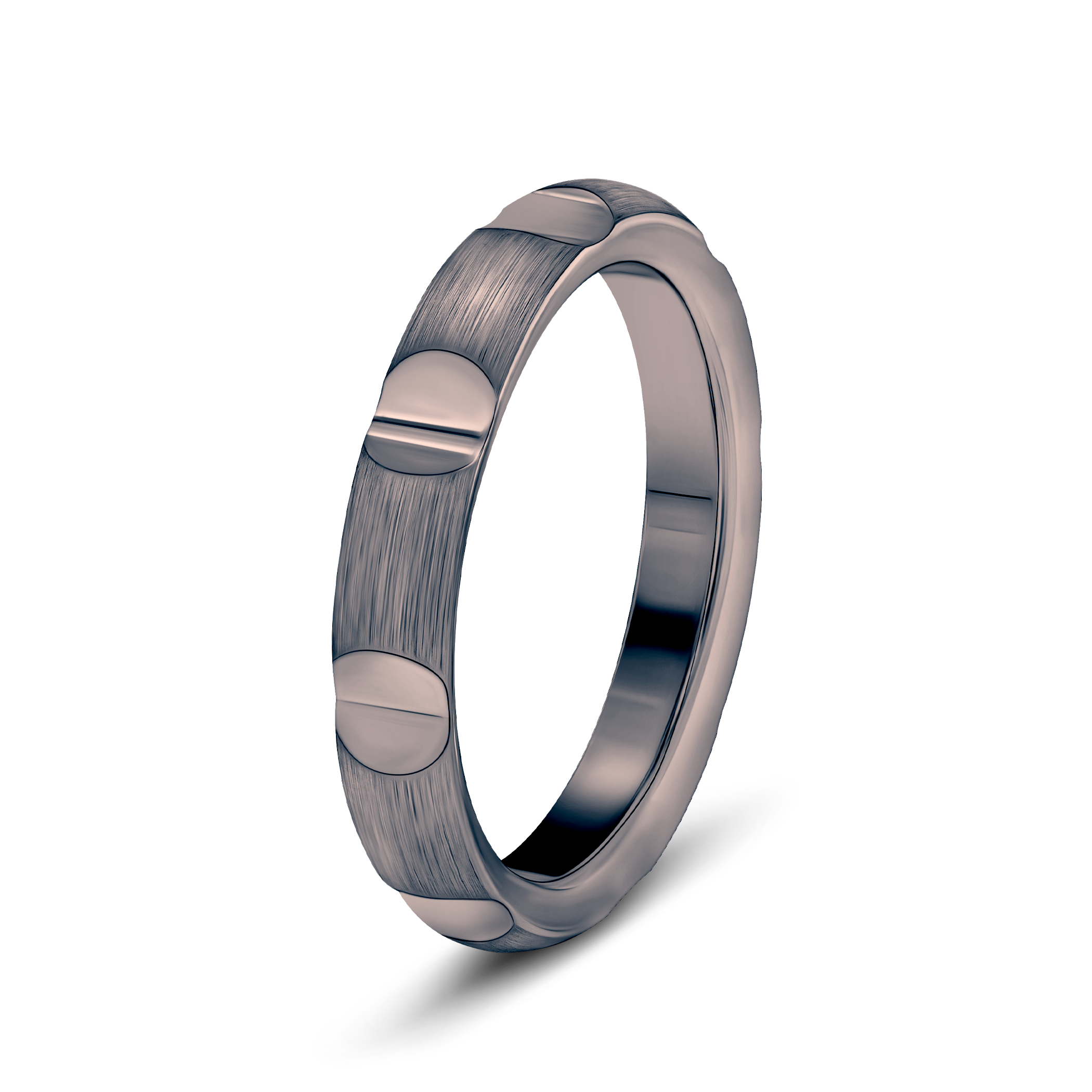 Partnerring Sign of Love®: schwarzes Gold, halbrund, 3,5 mm