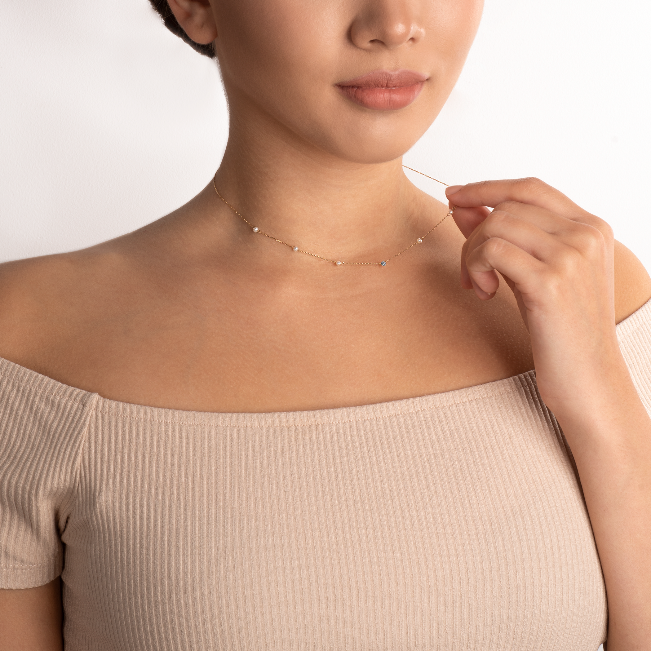 Naszyjnik Savicki: dwukolorowe złoto, diamenty, perły