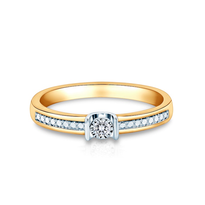 Pierścionek zaręczynowy SAVICKI: dwukolorowe złoto, diament