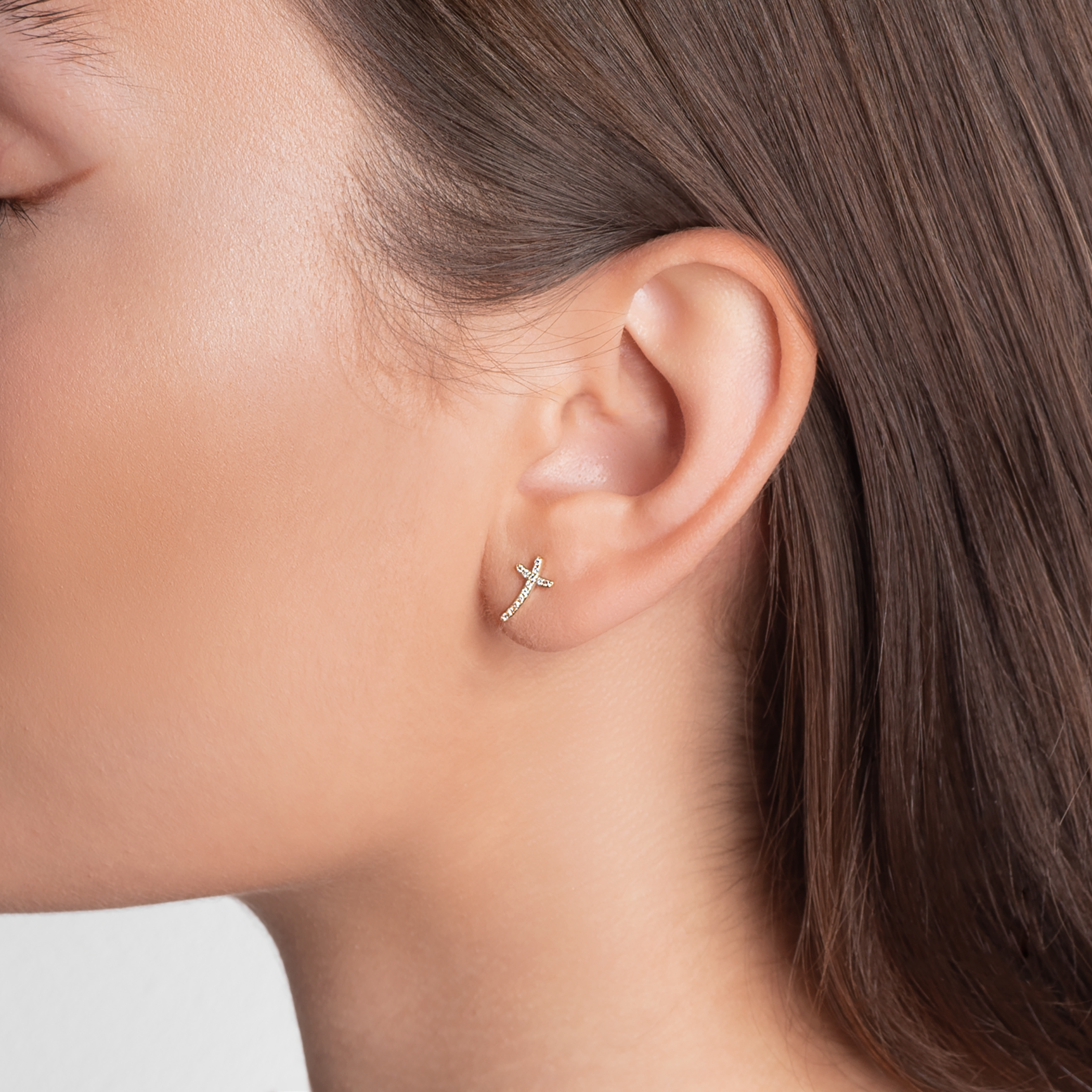 Kolczyki krzyżyki Savicki: złote, diamenty - 4