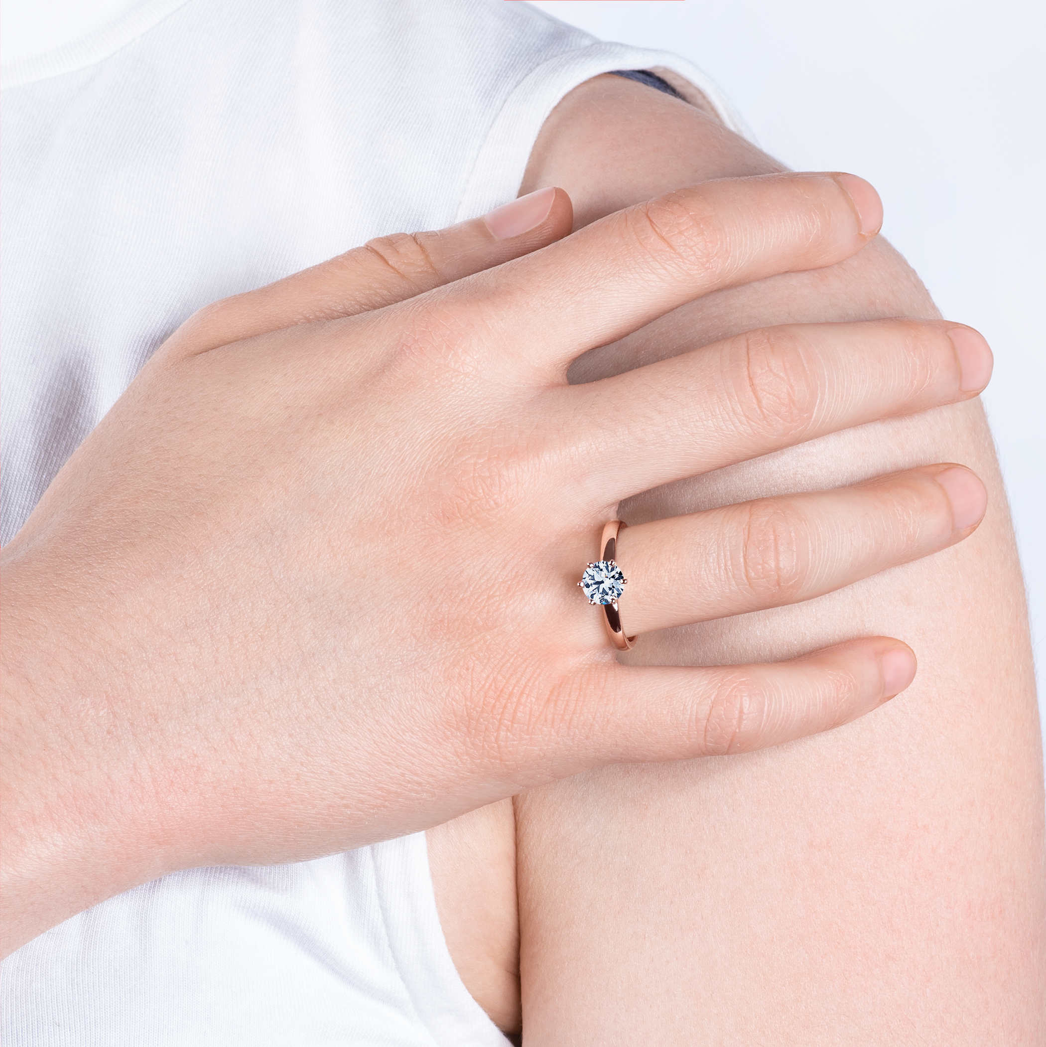 Pierścionek zaręczynowy SAVICKI: różowe złoto, diament