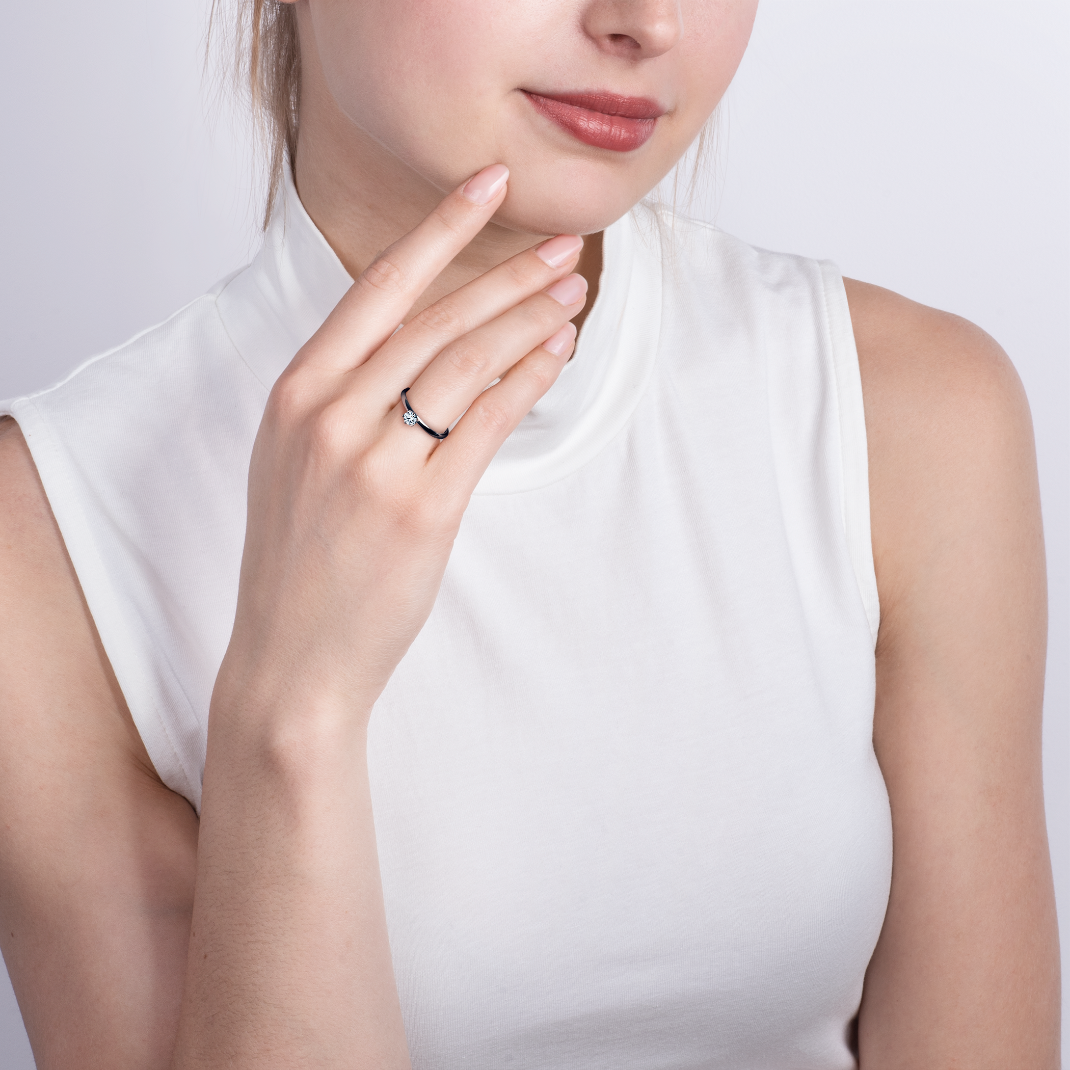 Verlobungsring SAVICKI: Schwarzes Gold, Diamant