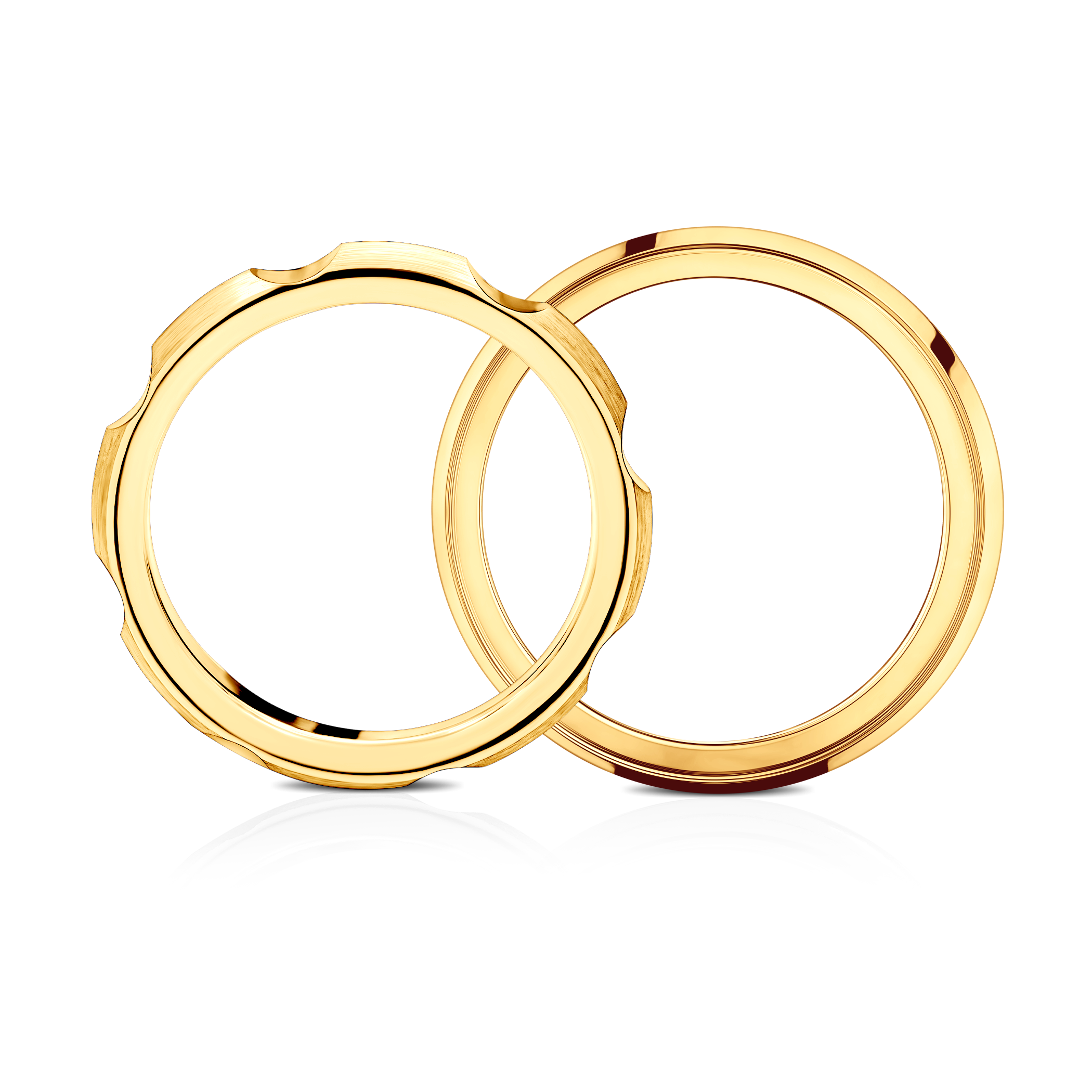 Obrączki partnerskie Sign of Love®: złote, półokrągła 3,5mm i płaska 5,5mm - 3