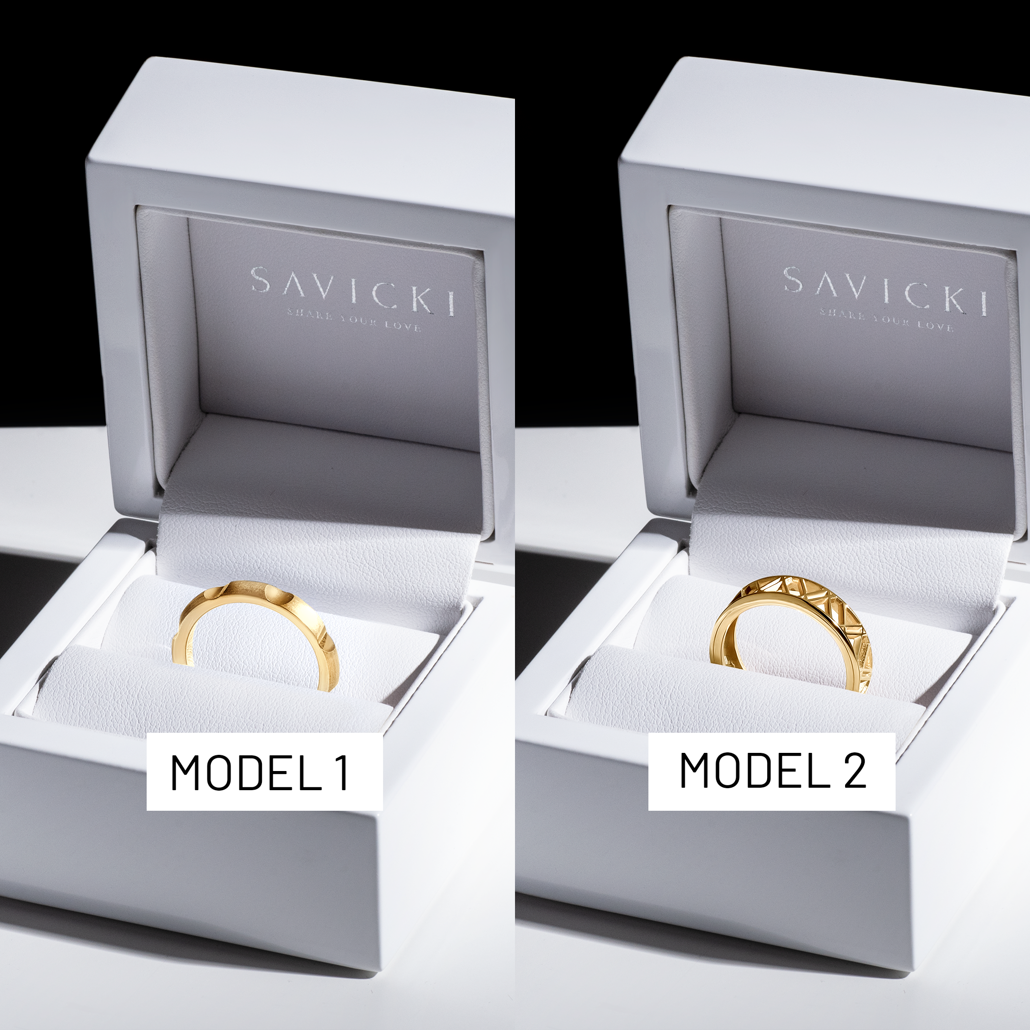 Obrączki partnerskie Sign of Love®: złote, półokrągła 3,5mm i płaska 5,5mm - 6