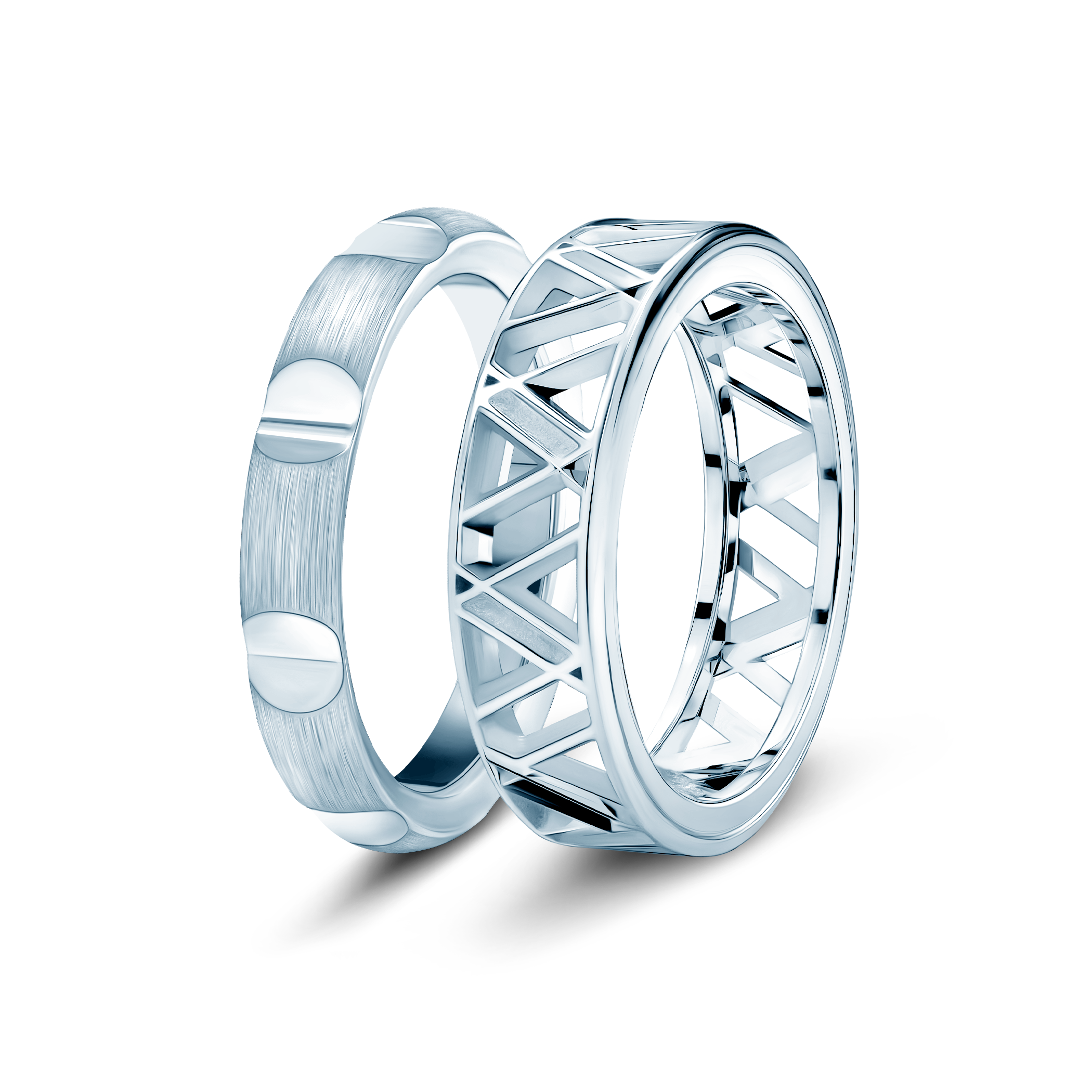 Partnerringe Sign of Love®: Weißgold, halbrund 3,5 mm und flach 5,5 mm