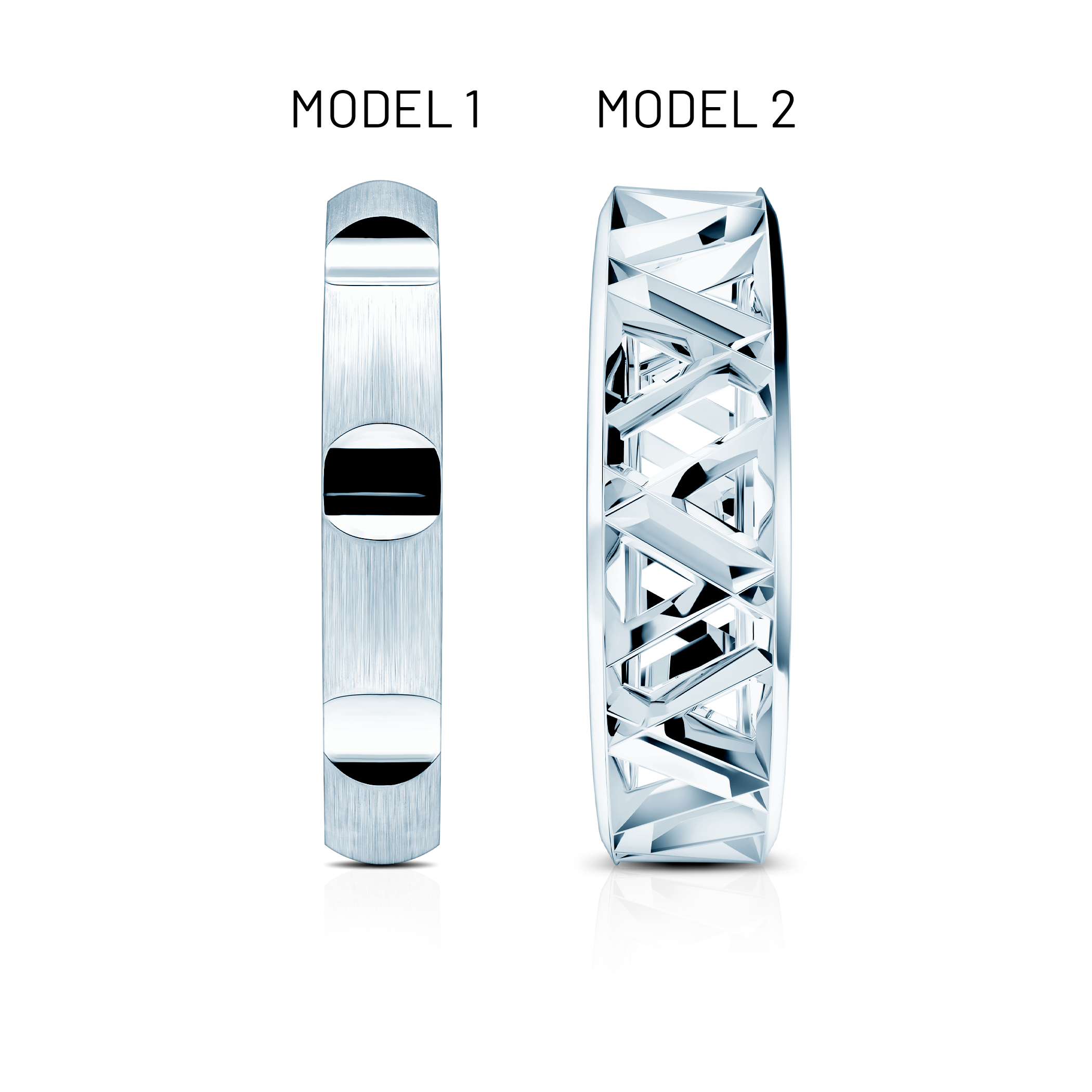 Partnerringe Sign of Love®: Weißgold, halbrund 3,5 mm und flach 5,5 mm