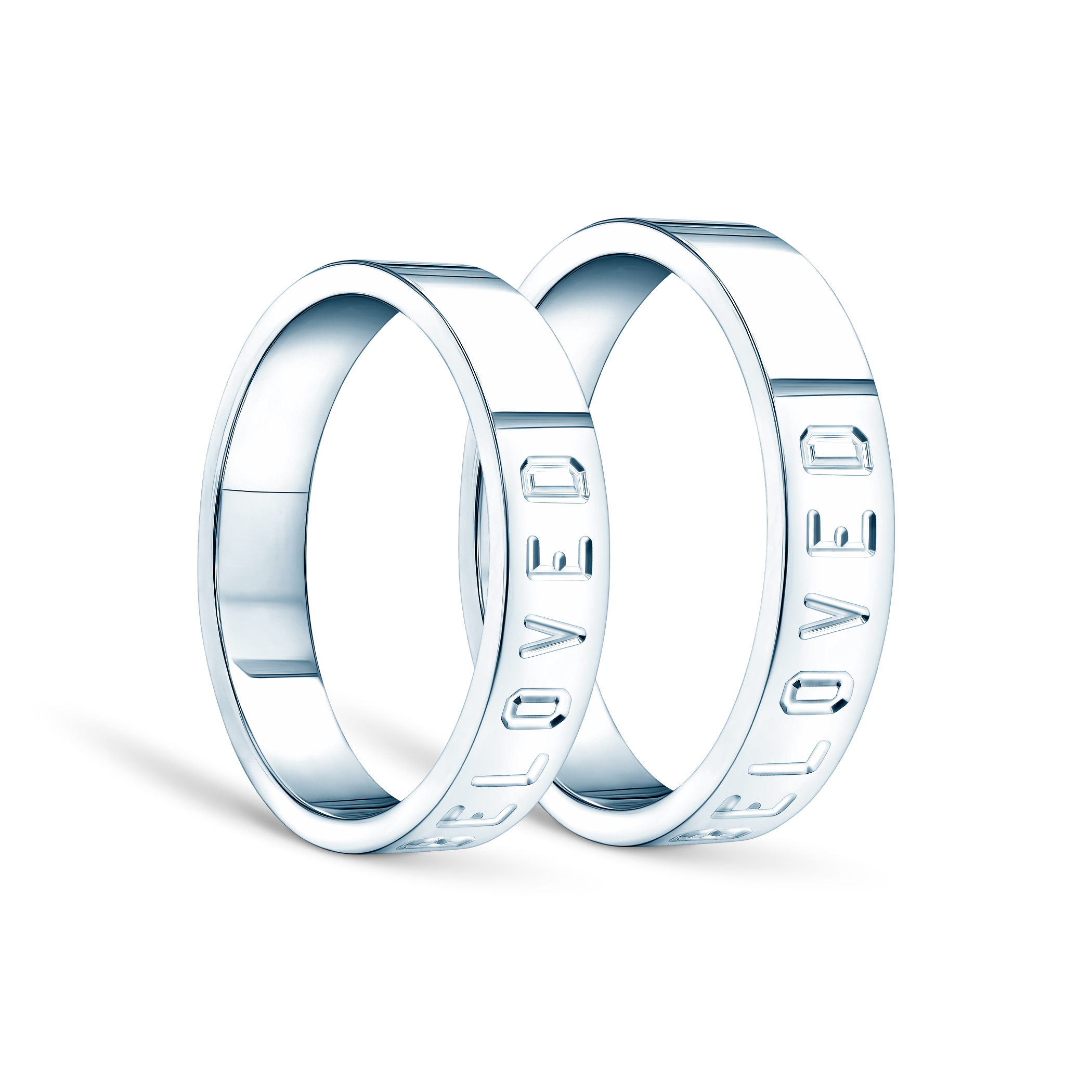 Obrączki partnerskie Sign of Love®: białe złoto, płaskie 4mm