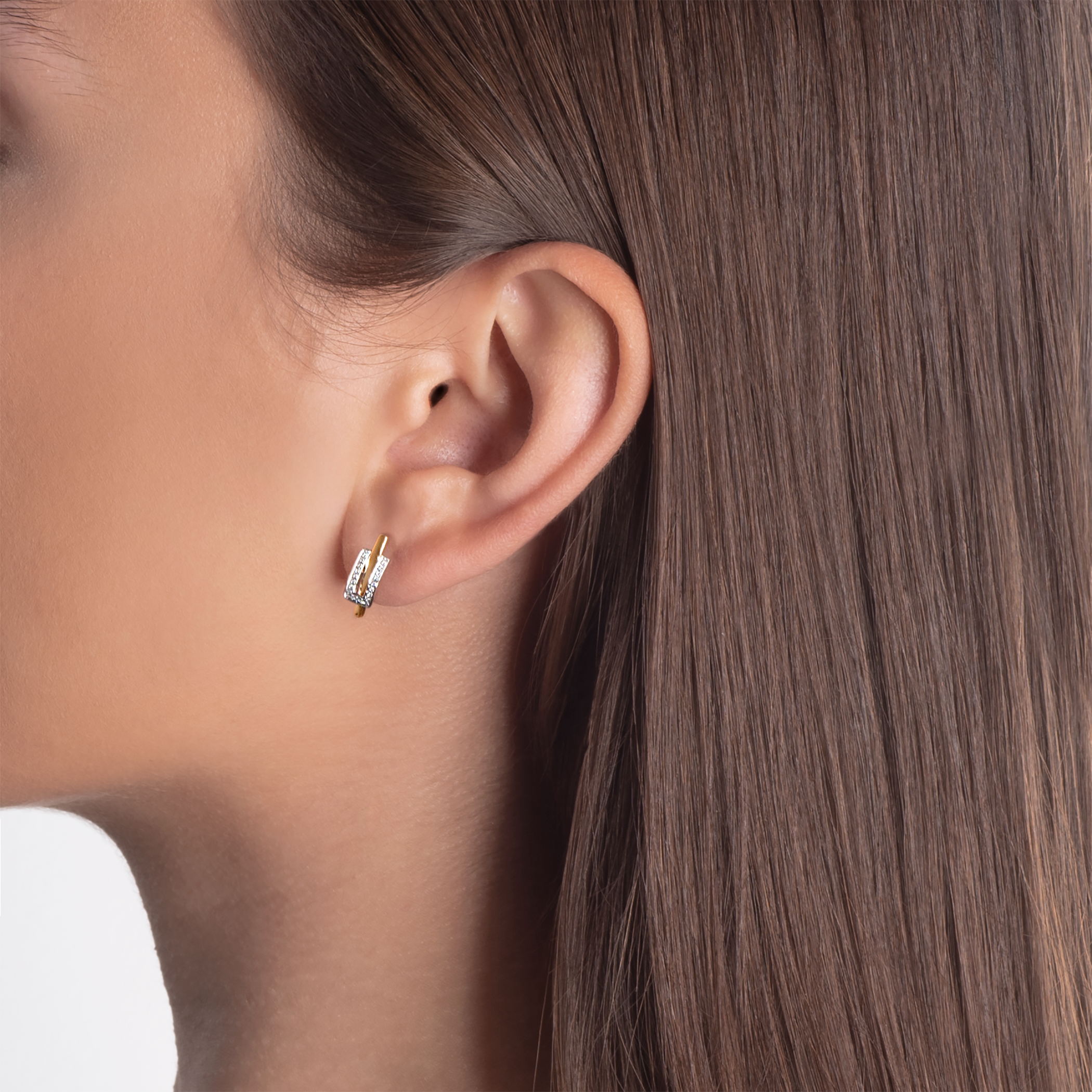 Kolczyki Savicki: dwukolorowe złoto, diamenty - 4