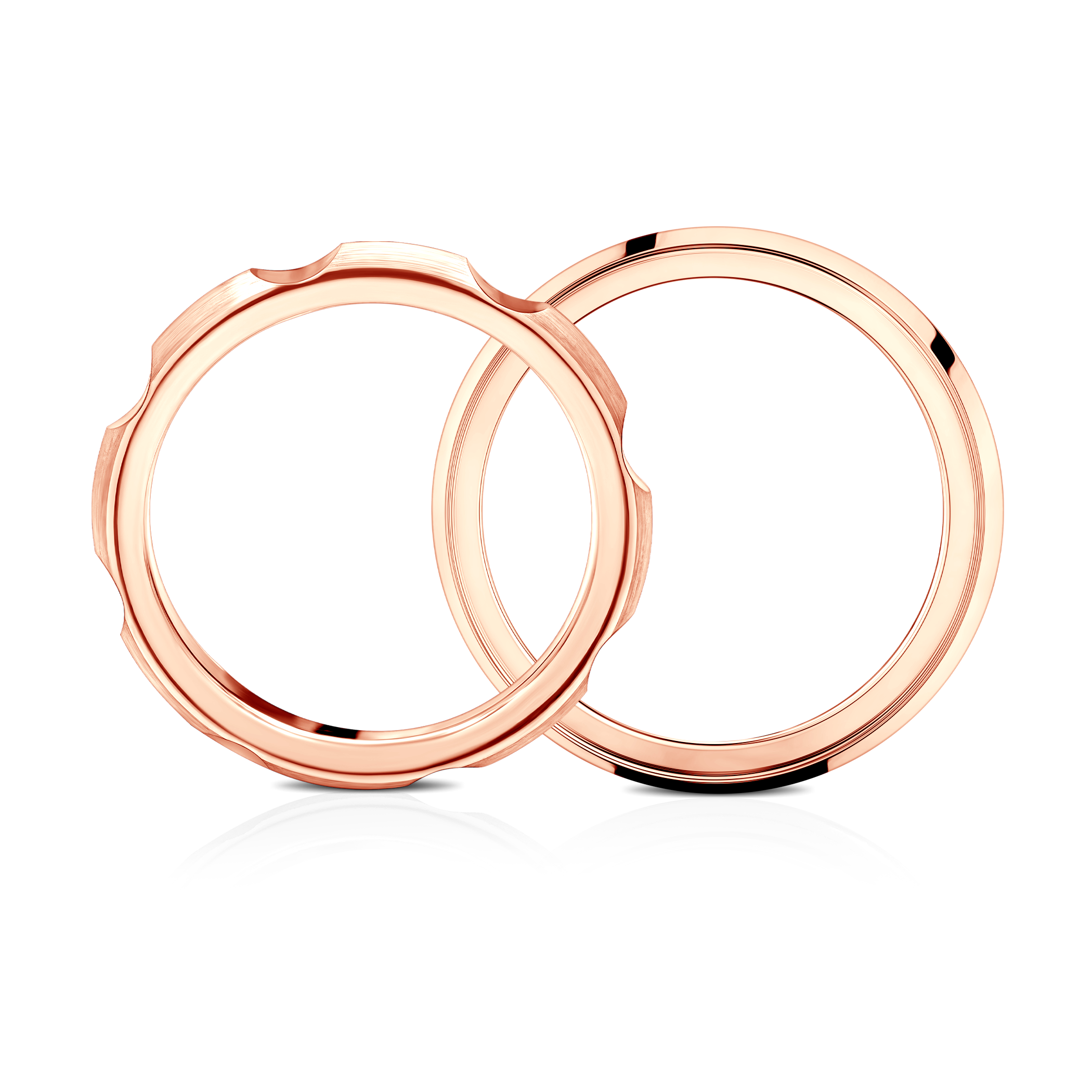 Obrączki partnerskie Sign of Love®: różowe złoto, półokrągła 3,5mm i płaska 5,5mm