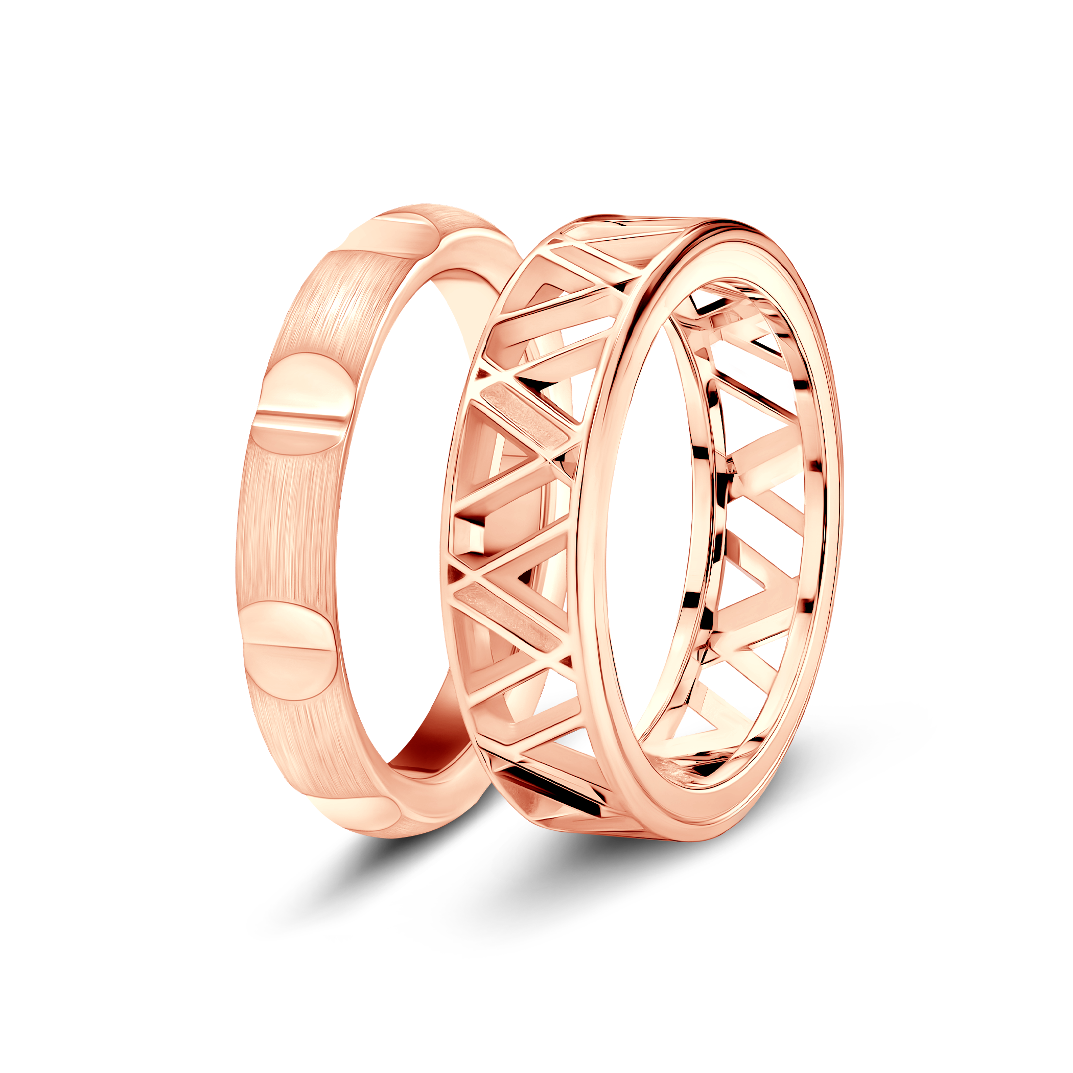 Obrączki partnerskie Sign of Love®: różowe złoto, półokrągła 3,5mm i płaska 5,5mm