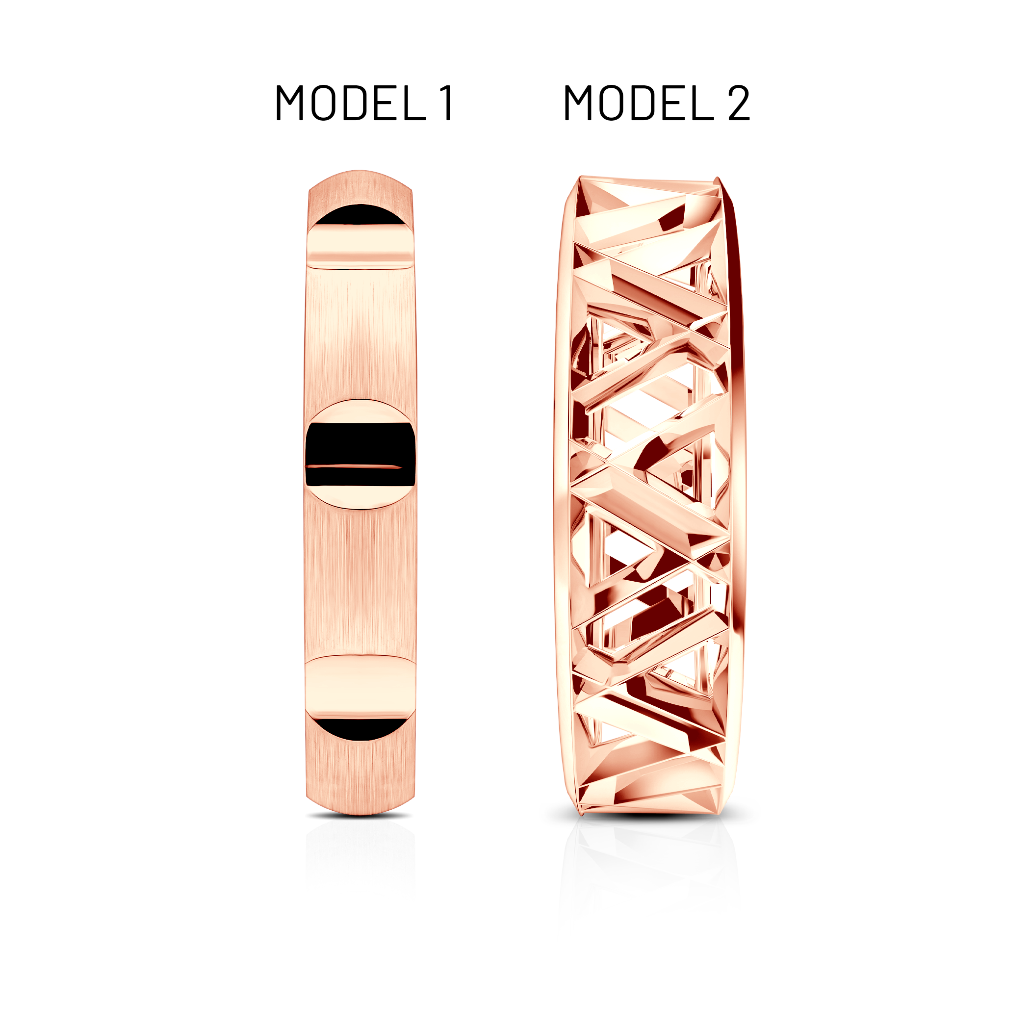 Obrączki partnerskie Sign of Love®: różowe złoto, półokrągła 3,5mm i płaska 5,5mm