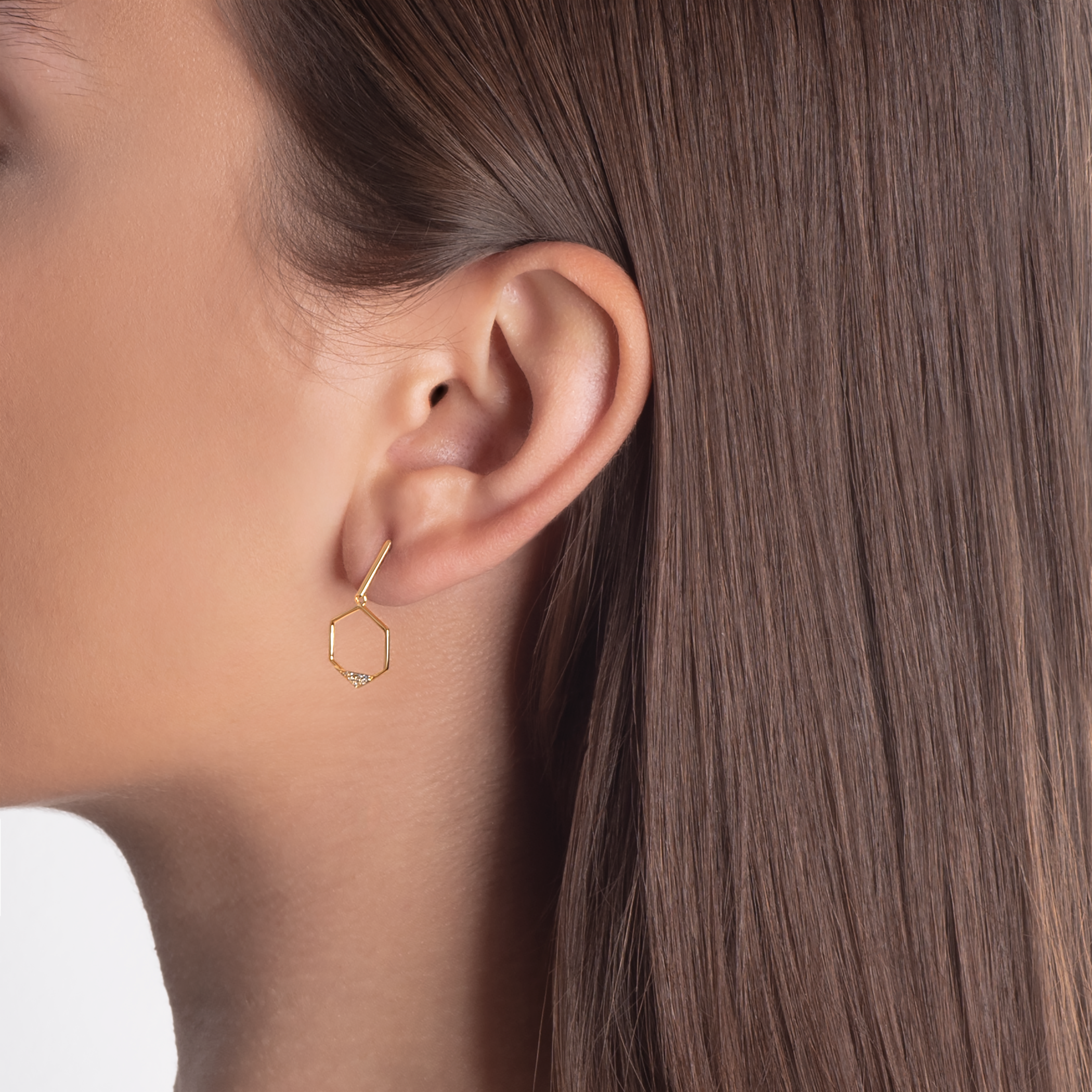 Kolczyki sześciokąt Savicki: złote, diamenty