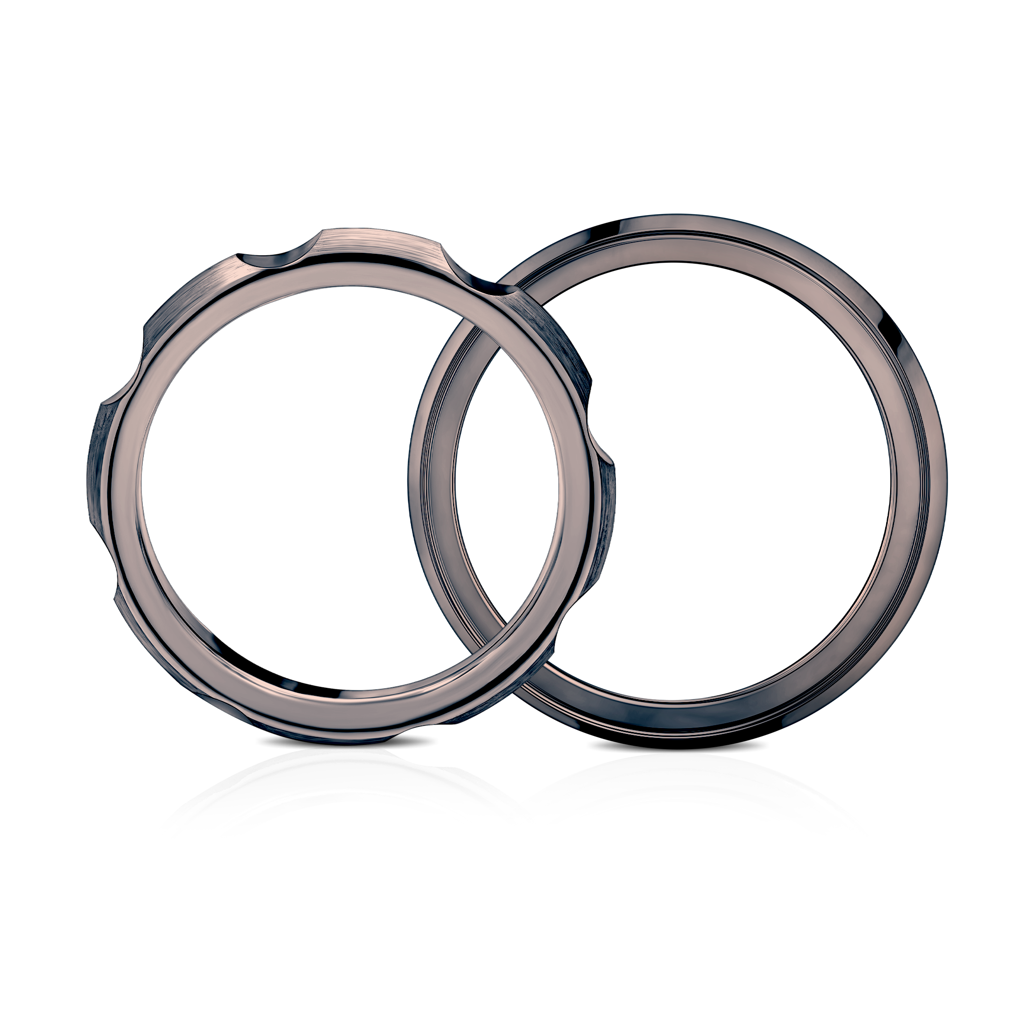 Partnerringe Sign of Love®: schwarzes Gold, halbrund 3,5 mm und flach 5,5 mm