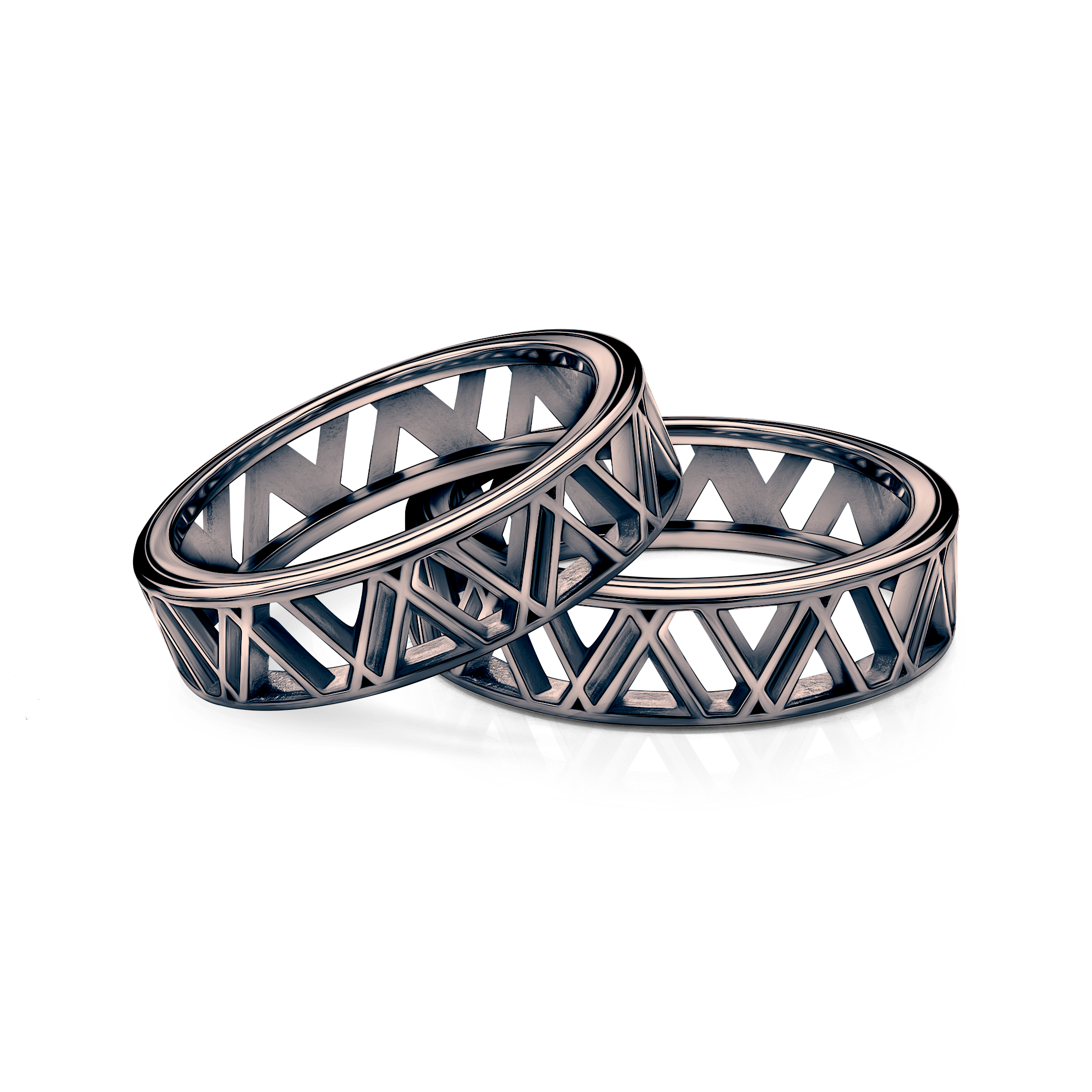 Partnerringe Sign of Love®: schwarzes Gold, flach 5,5 mm