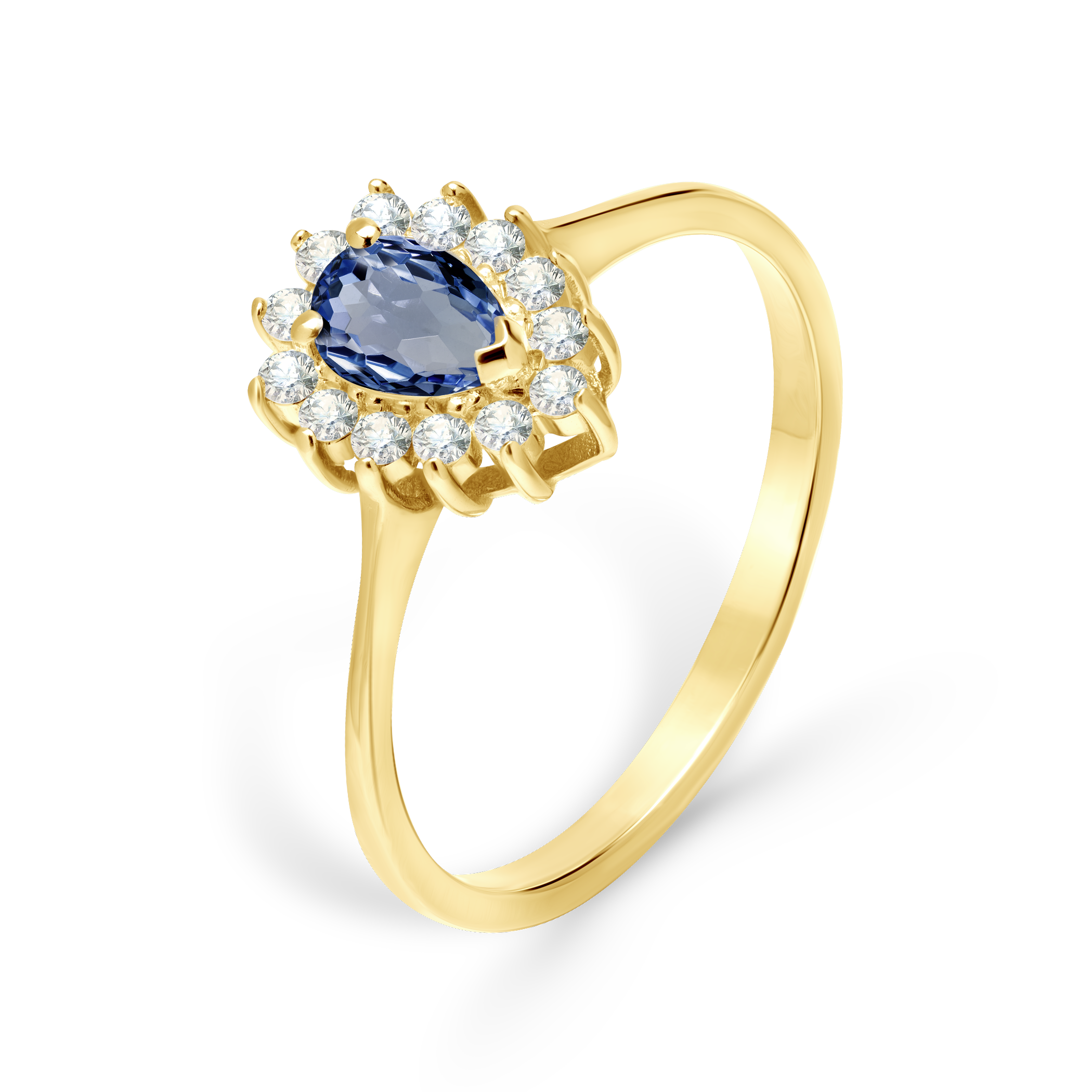 Pierścionek zaręczynowy SAVICKI: złoty, niebieski szafir