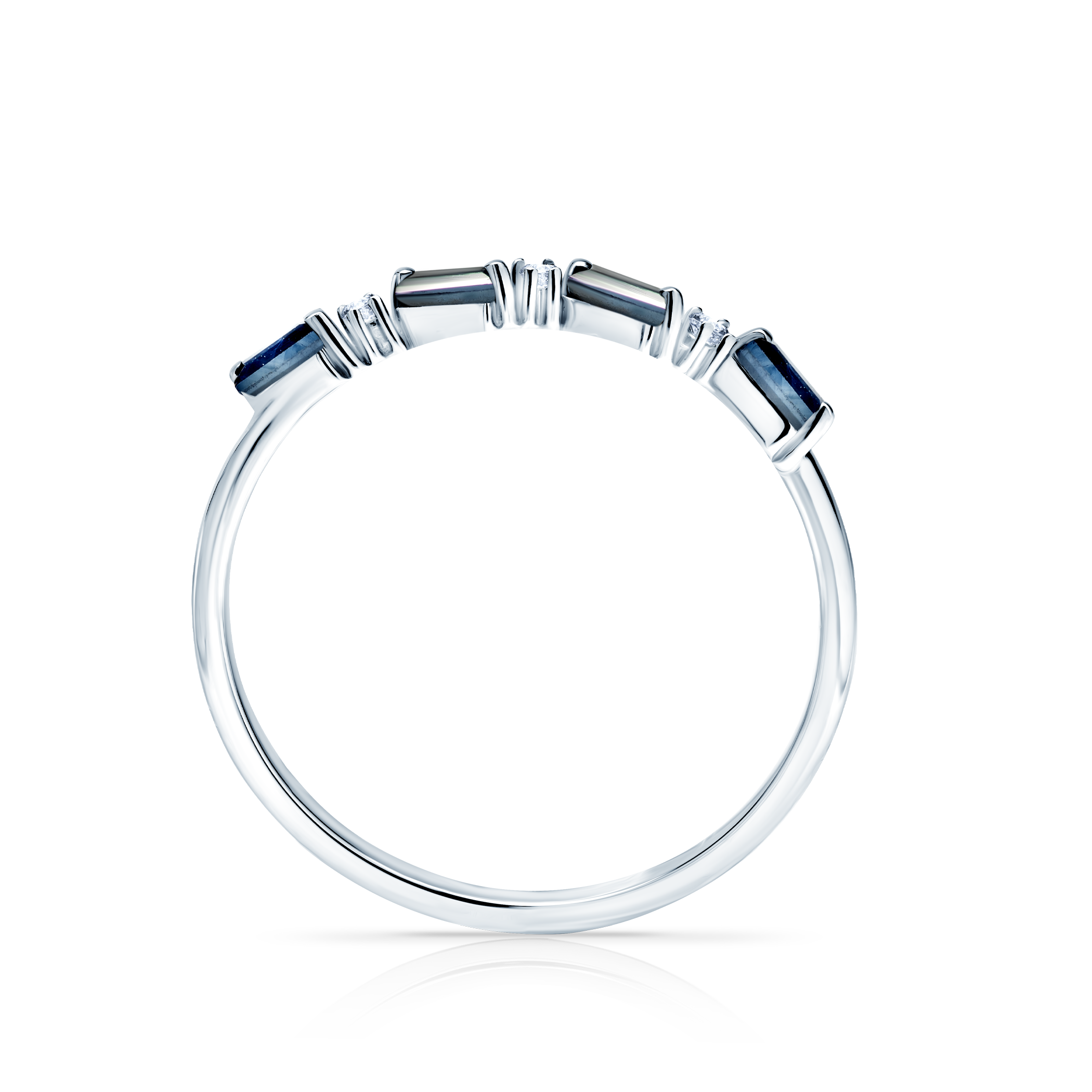 Pierścionek zaręczynowy SAVICKI: białe złoto, niebieski szafir