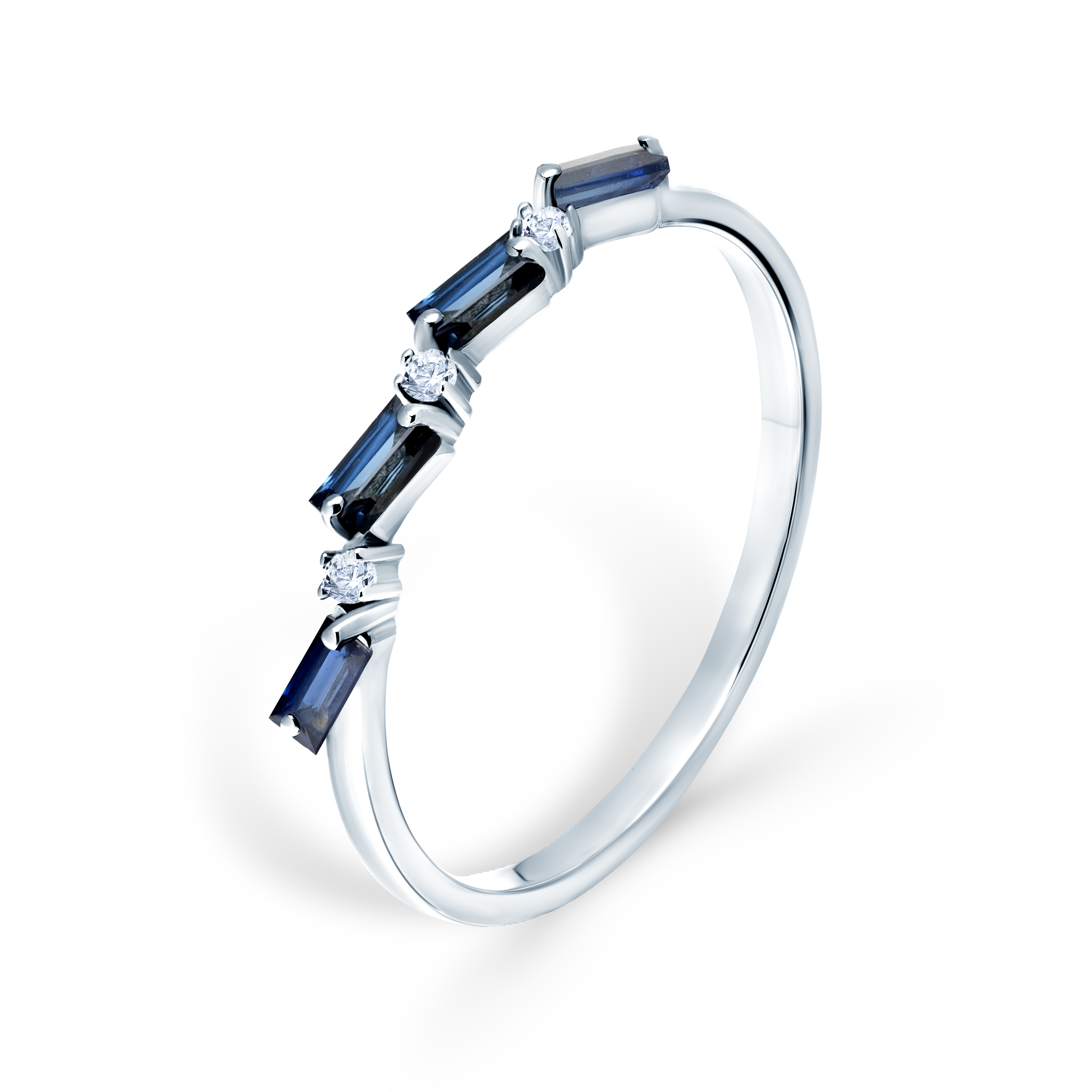Pierścionek zaręczynowy SAVICKI: białe złoto, niebieski szafir