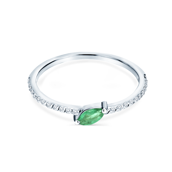 Zásnubný prsteň SAVICKI: biele zlato, smaragd