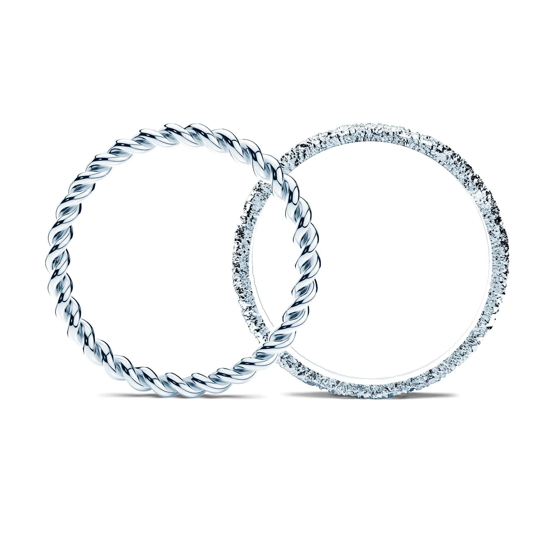 Partnerringe Sign of Love®: Weißgold, rund 1,6 mm und flach 2,6 mm