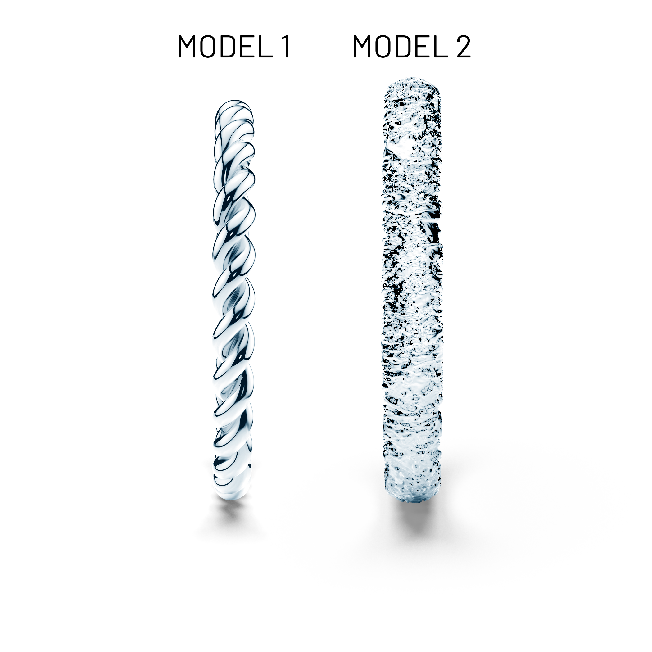 Partnerringe Sign of Love®: Weißgold, rund 1,6 mm und flach 2,6 mm