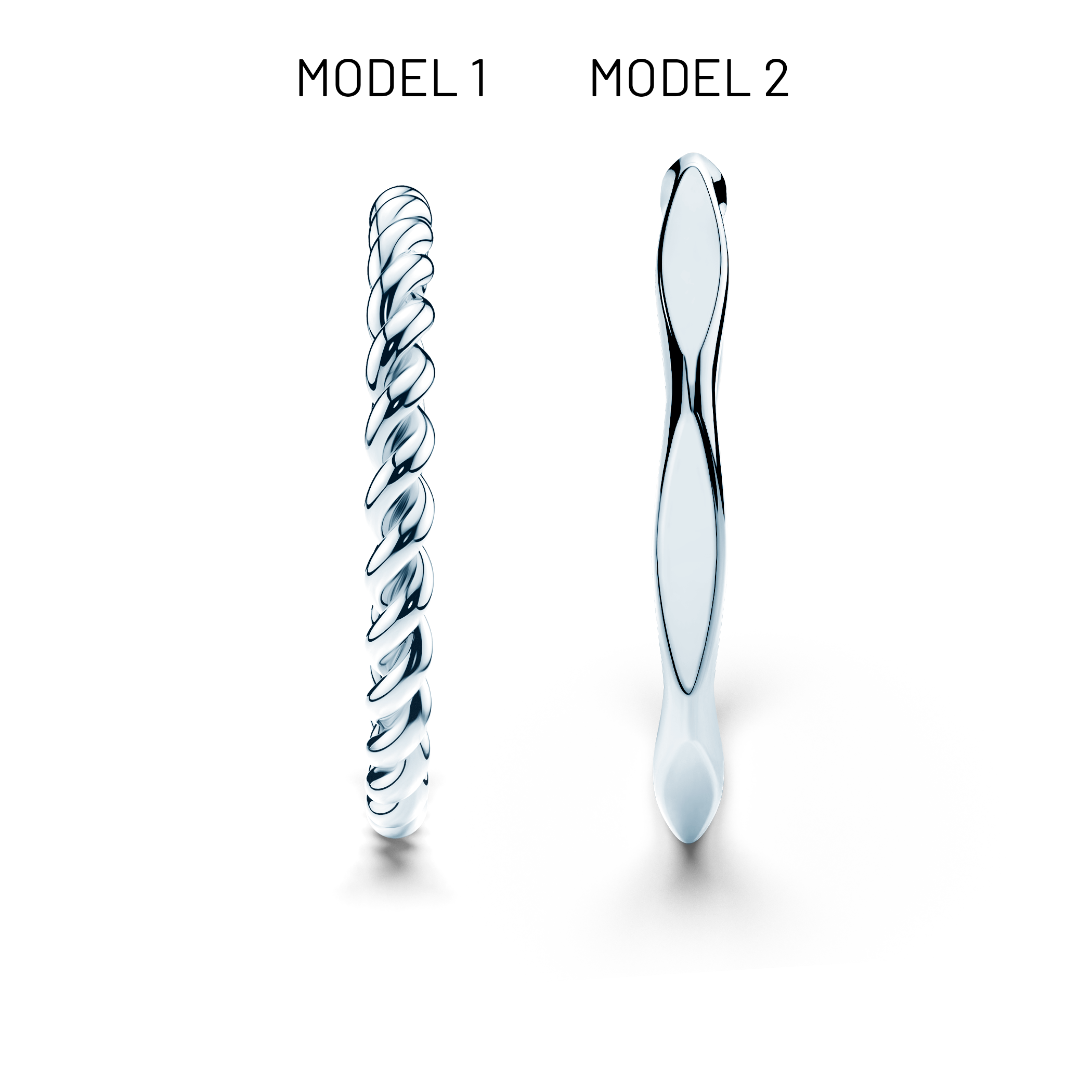 Partnerringe Sign of Love®: Weißgold, rund 1,6 mm und flach 1,9 mm