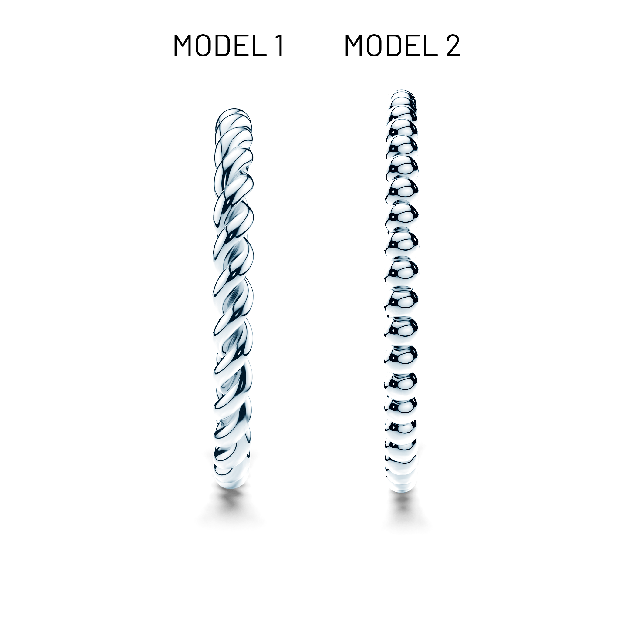 Partnerringe Sign of Love®: Weißgold, rund 1,6 mm und flach 1,3 mm