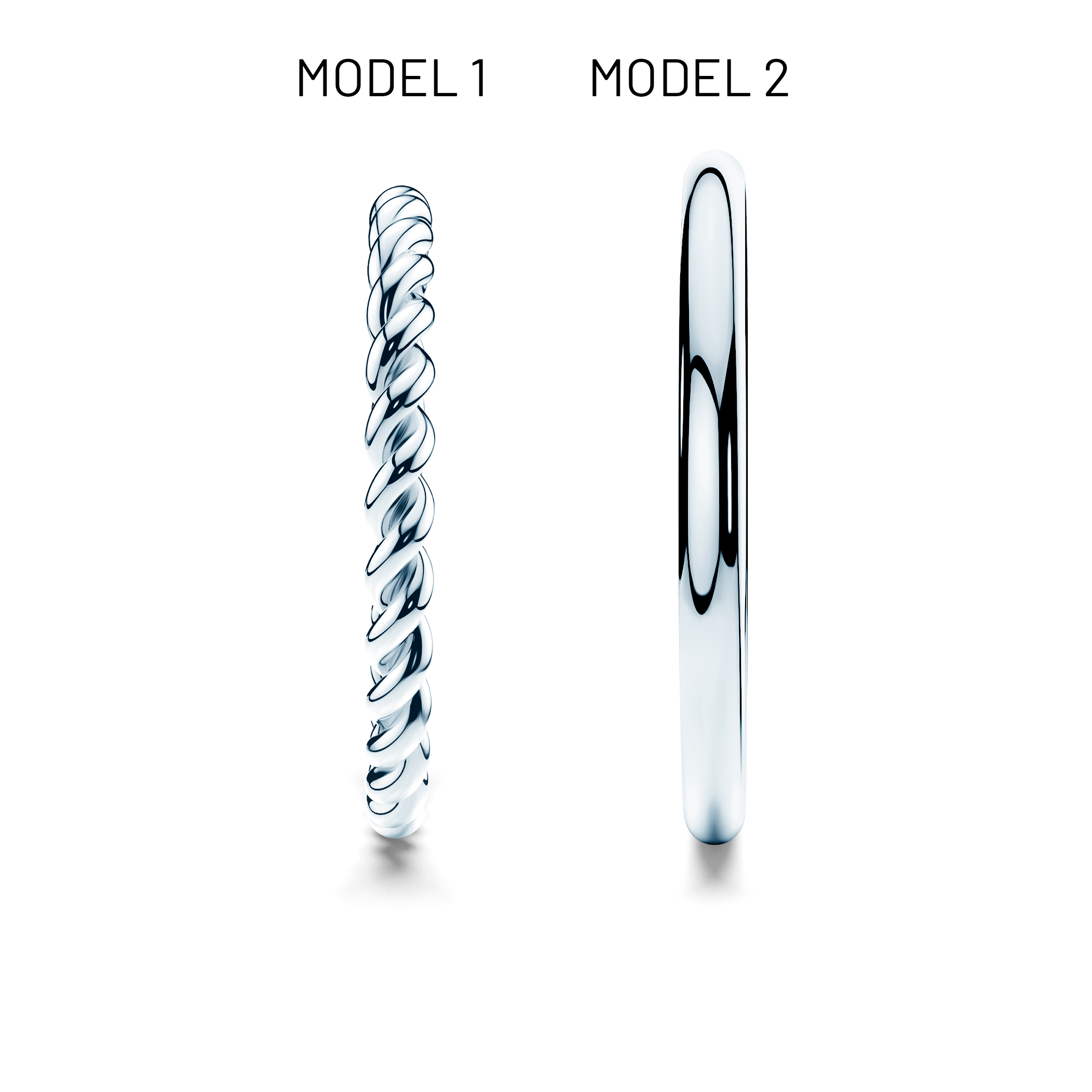 Partnerringe Sign of Love®: Weißgold, rund 1,6 mm und rund 1,7 mm