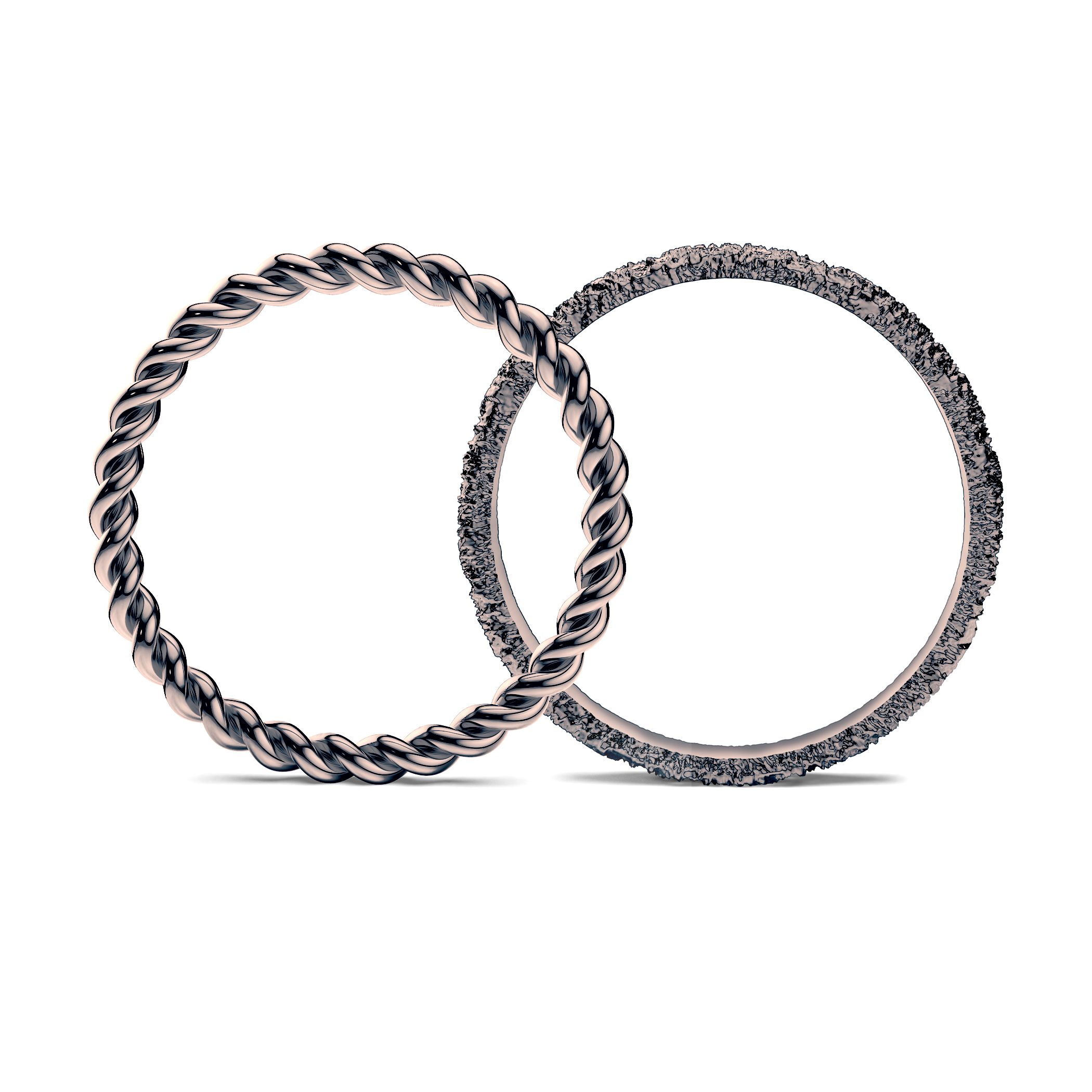 Partnerringe Sign of Love®: schwarzes Gold, rund 1,6 mm und flach 2,6 mm