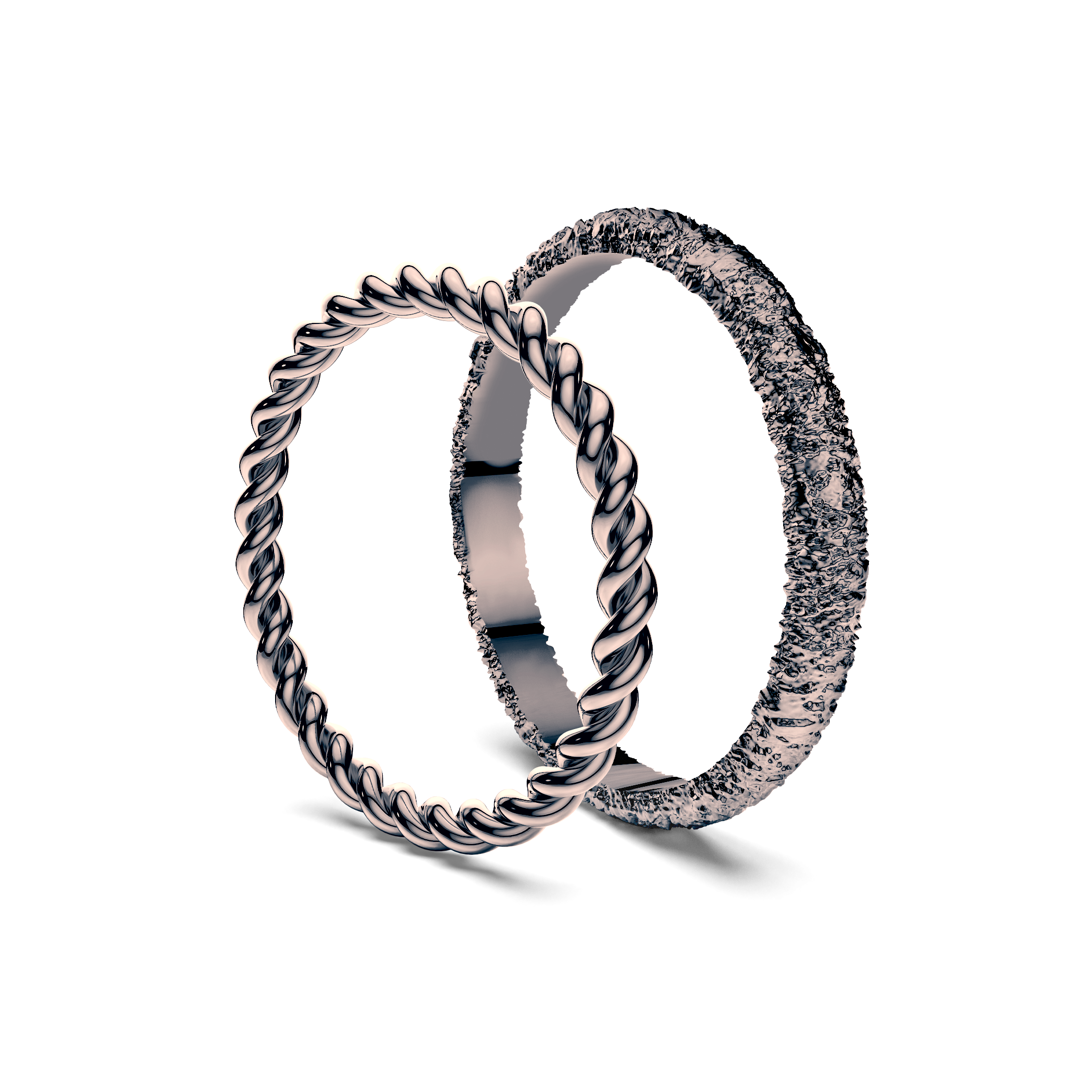 Partnerringe Sign of Love®: schwarzes Gold, rund 1,6 mm und flach 2,6 mm