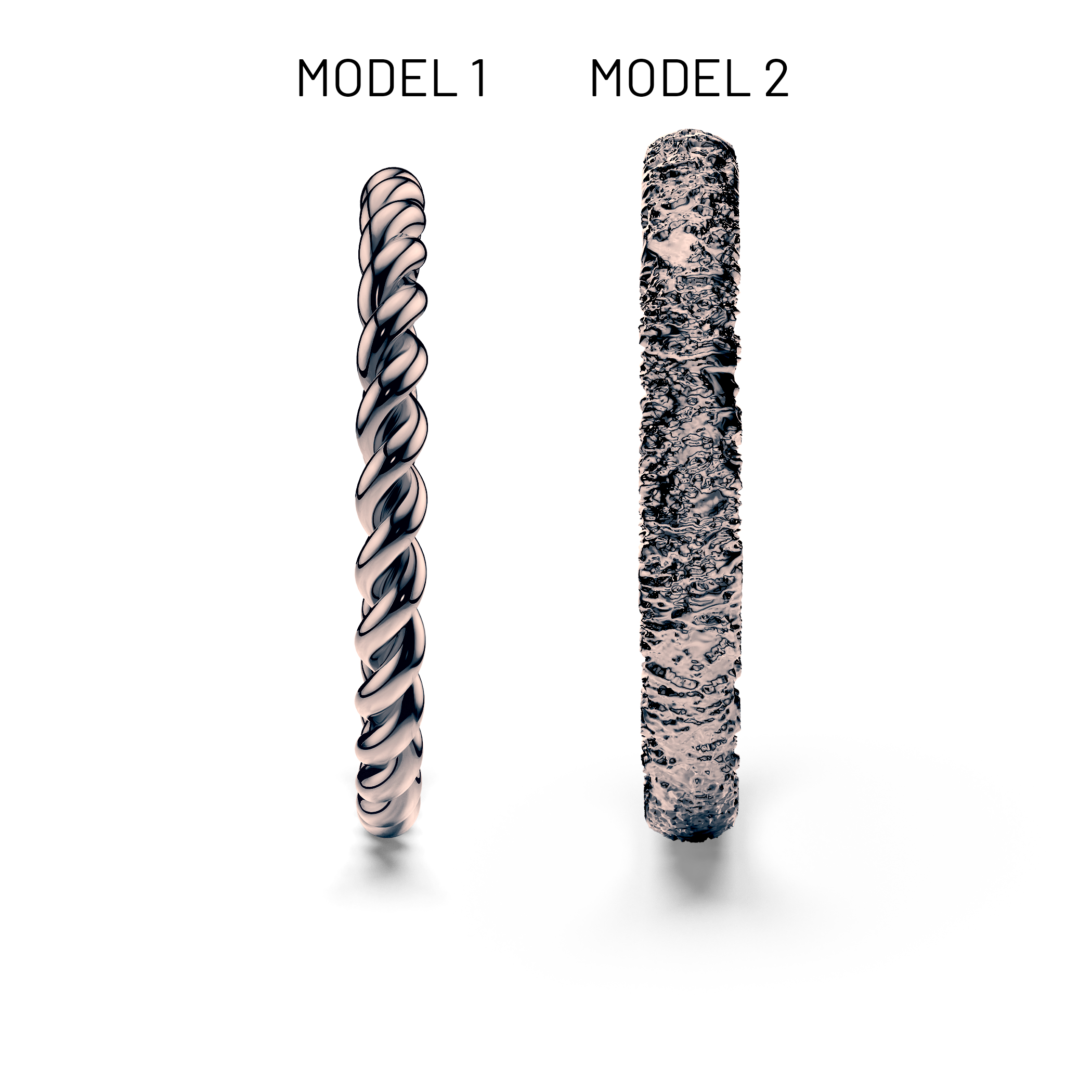 Partnerringe Sign of Love®: schwarzes Gold, rund 1,6 mm und flach 2,6 mm