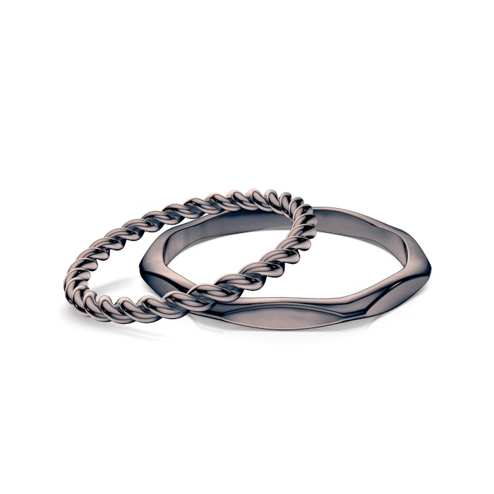 Obrączki partnerskie Sign of Love®: czarne złoto, okrągła 1,6mm i płaska 1,9mm